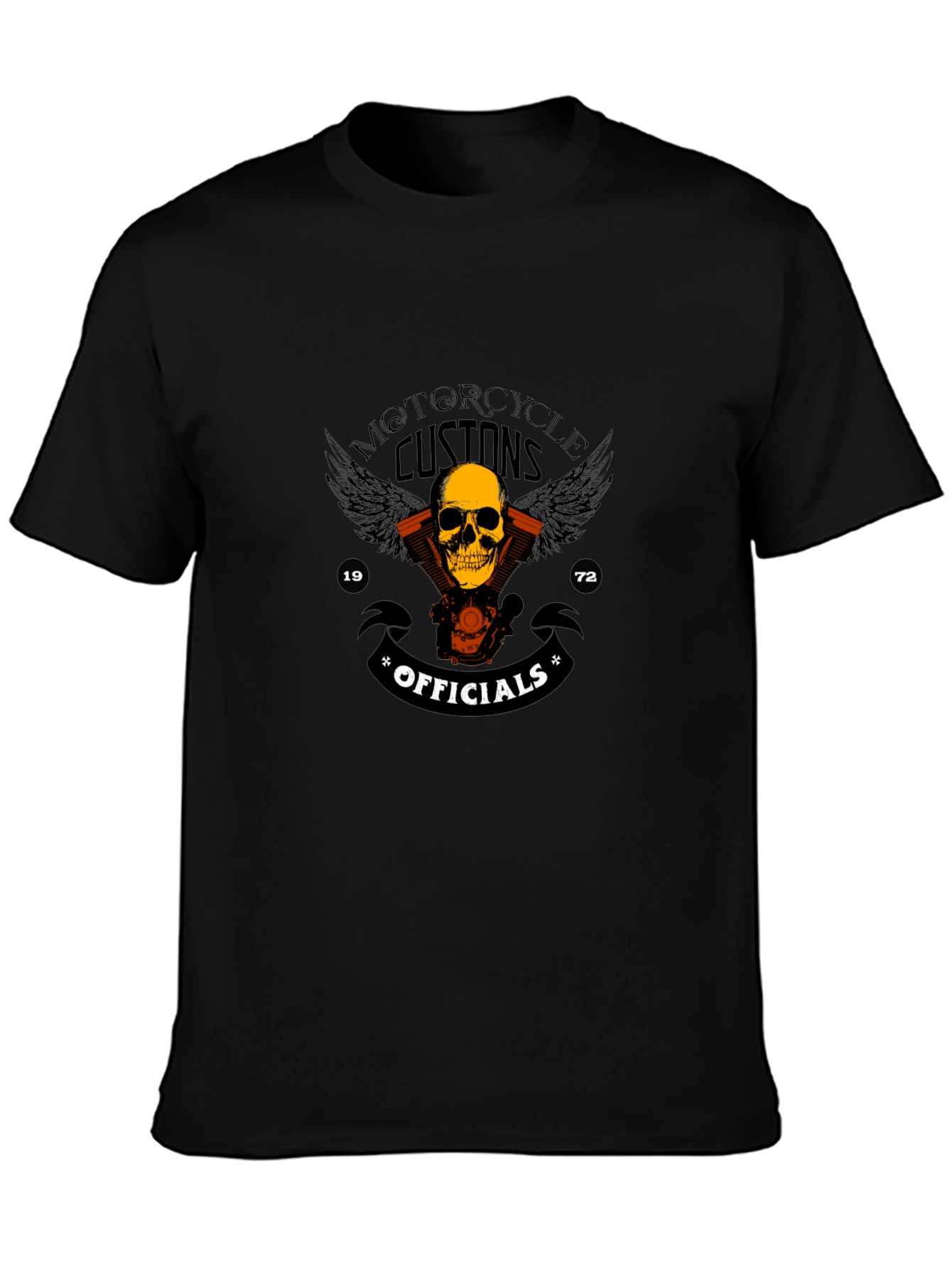 Motorcycle Customs Official Skull Graphic Black T-Shirt