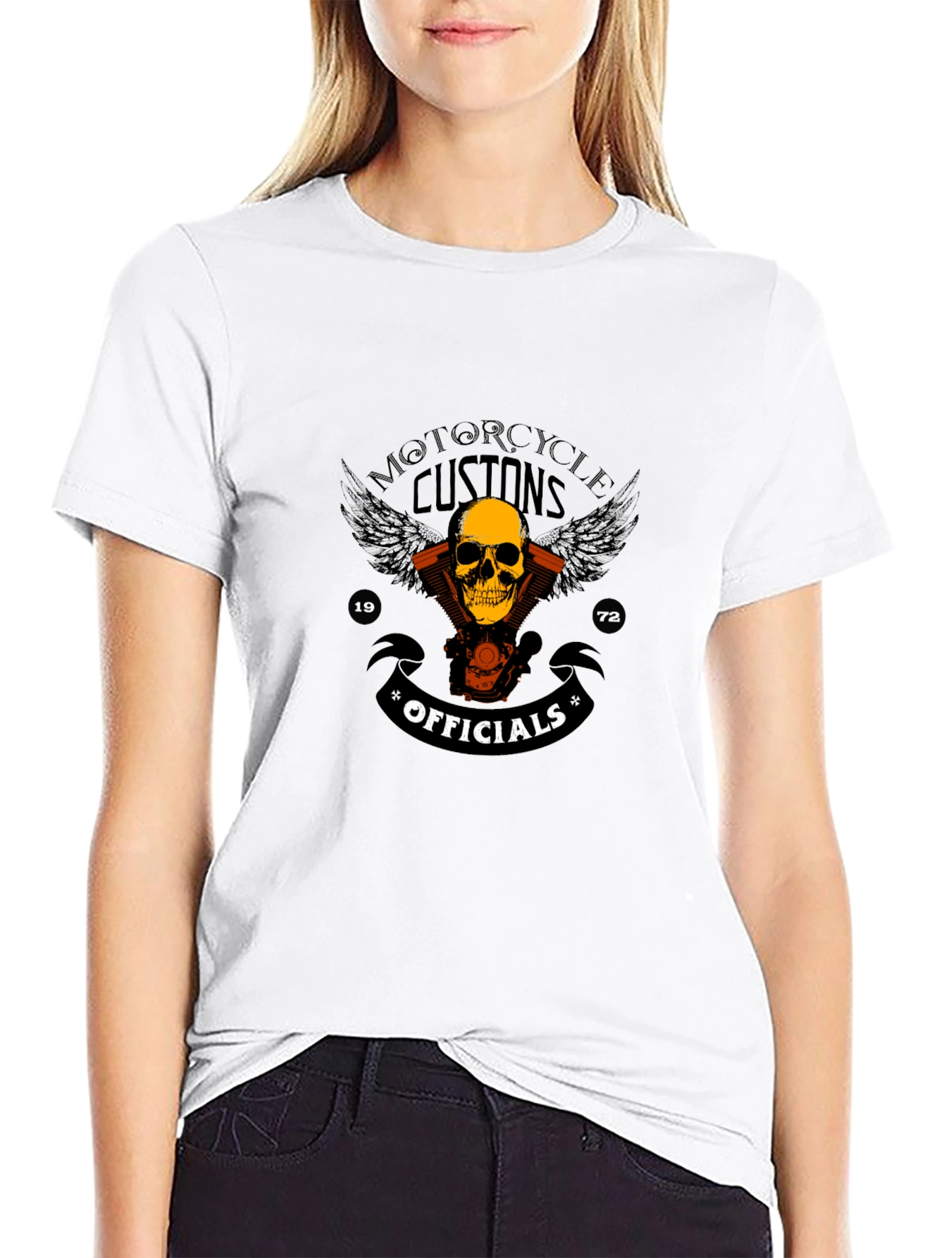 Motorcycle Customs Official Skull Graphic Black T-Shirt