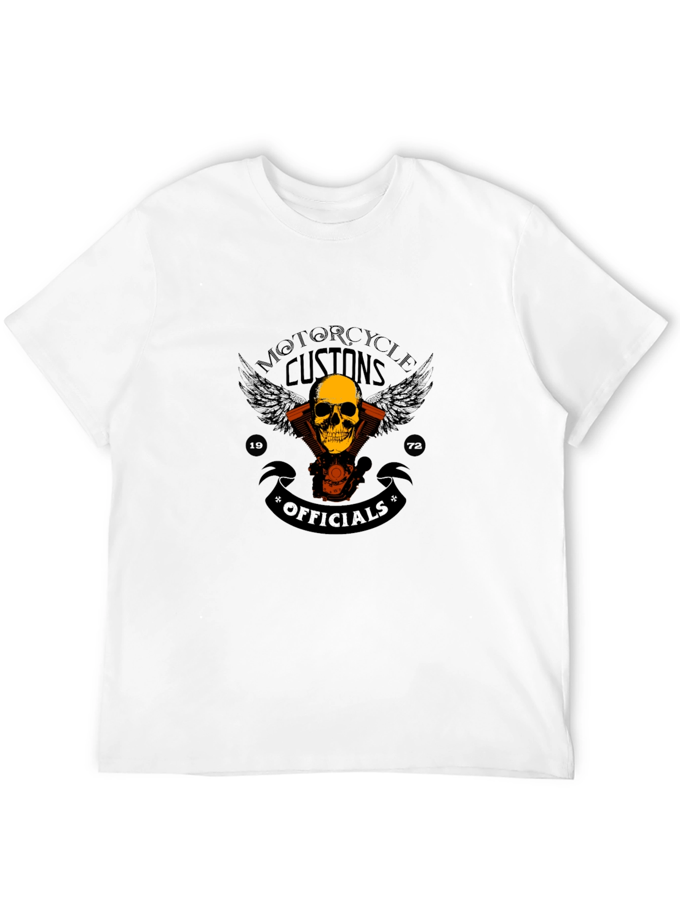 Motorcycle Customs Official Skull Graphic Black T-Shirt
