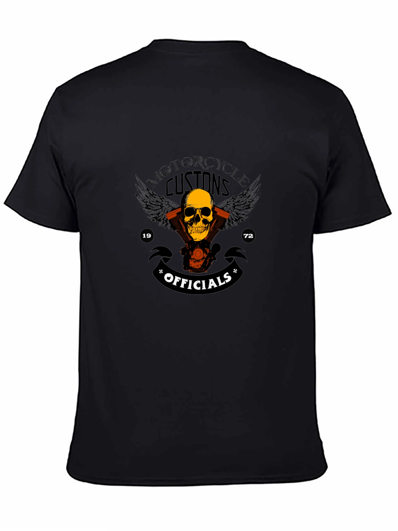 Motorcycle Customs Official Skull Graphic Black T-Shirt