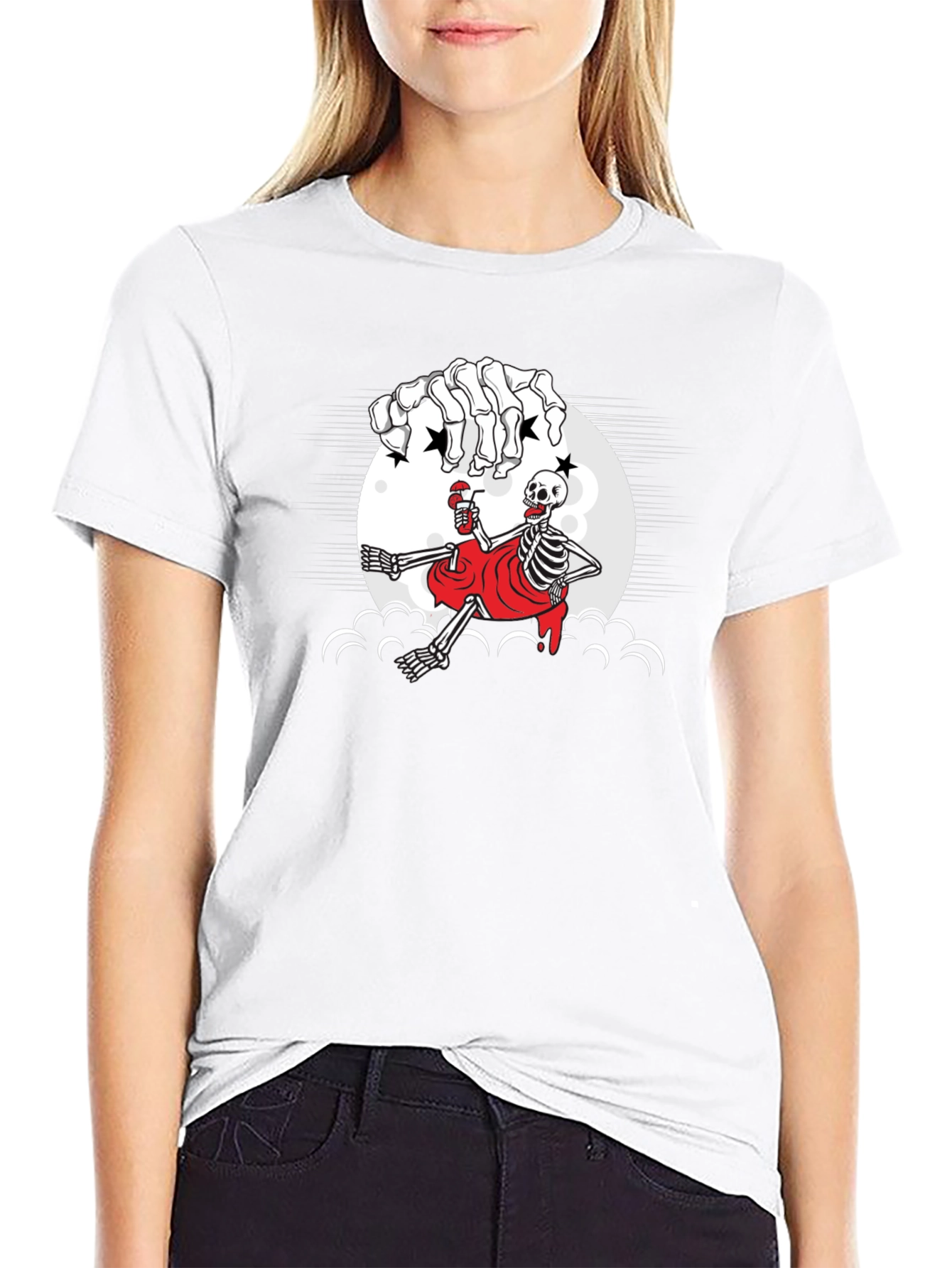 Skeleton Sipping Drink T-Shirt