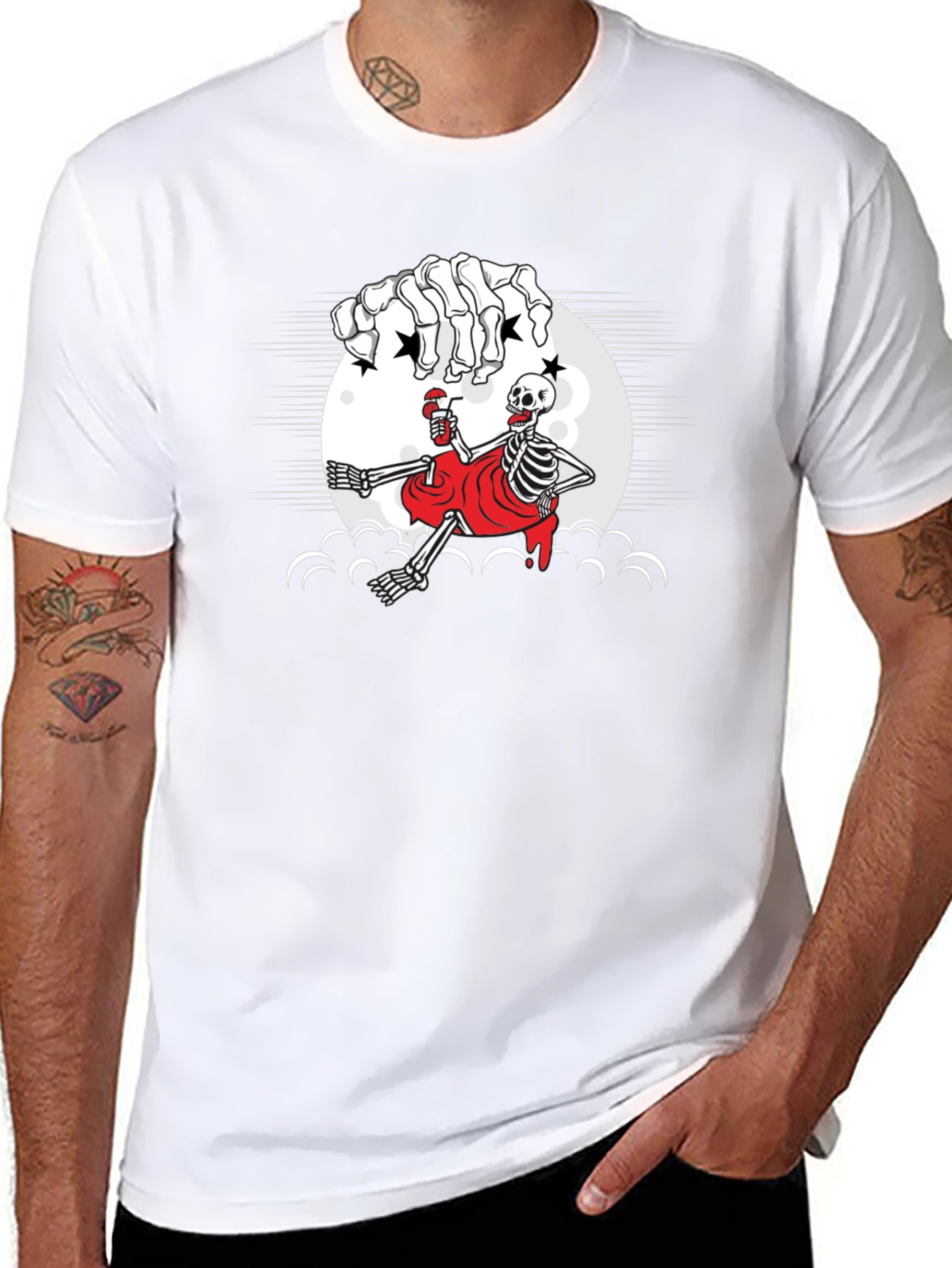 Skeleton Sipping Drink T-Shirt