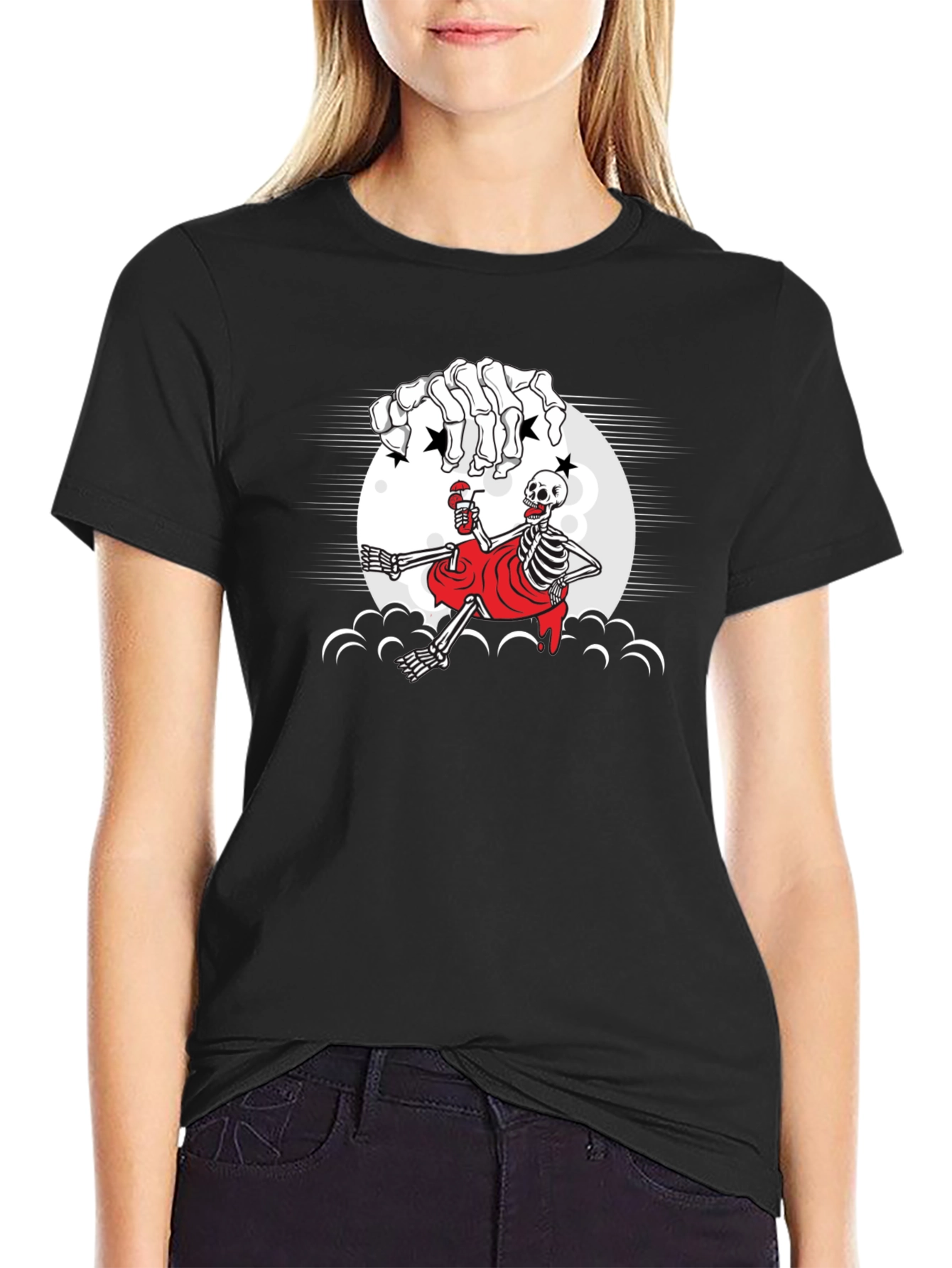 Skeleton Sipping Drink T-Shirt