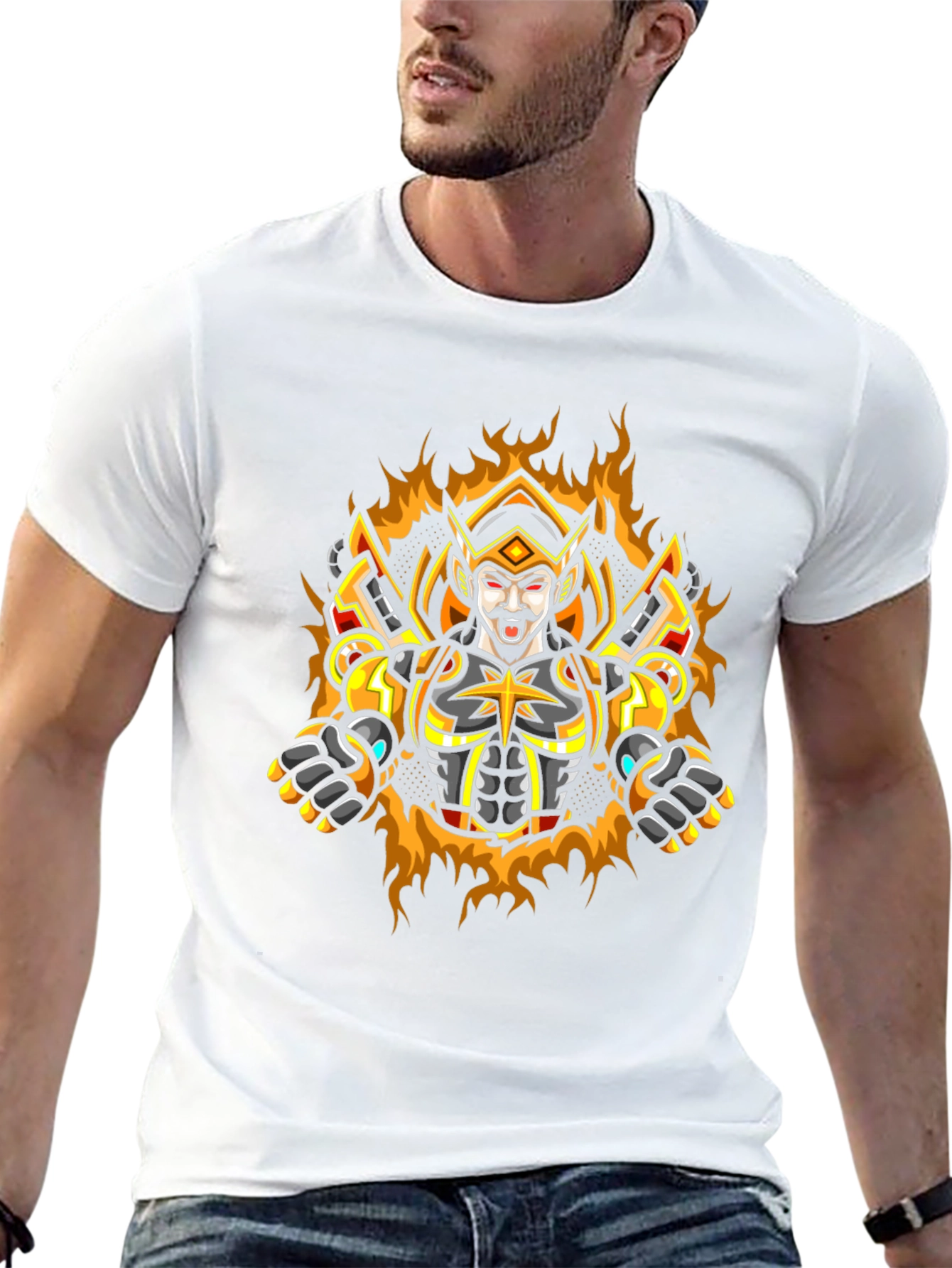 Warrior King Graphic Tee - Black Cotton Blend