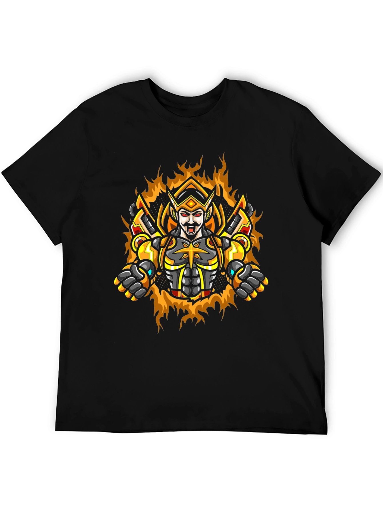 Warrior King Graphic Tee - Black Cotton Blend
