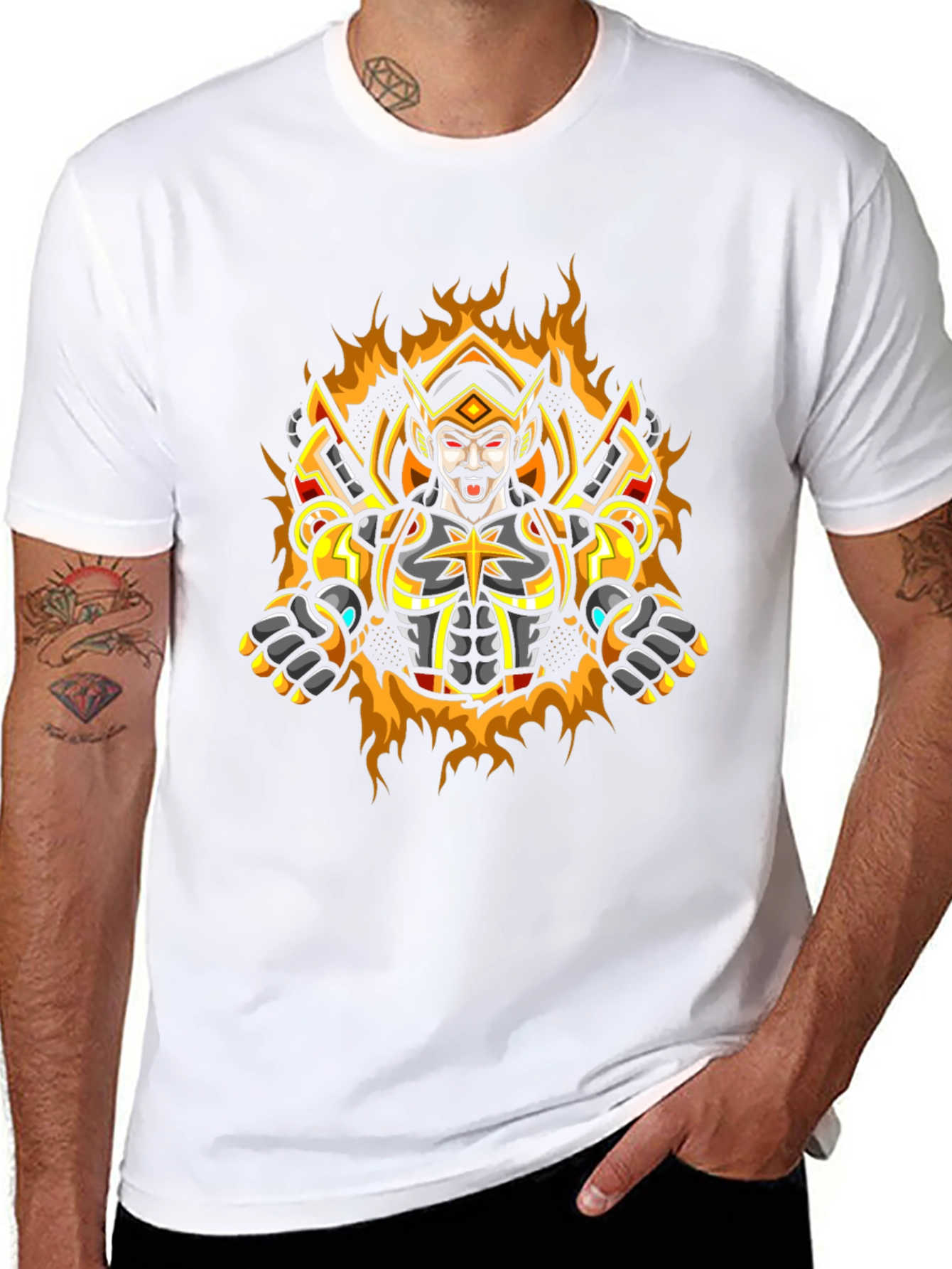 Warrior King Graphic Tee - Black Cotton Blend