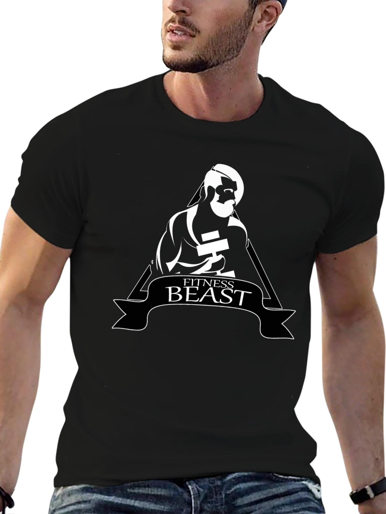 Fitness Beast Graphic T-Shirt - Black
