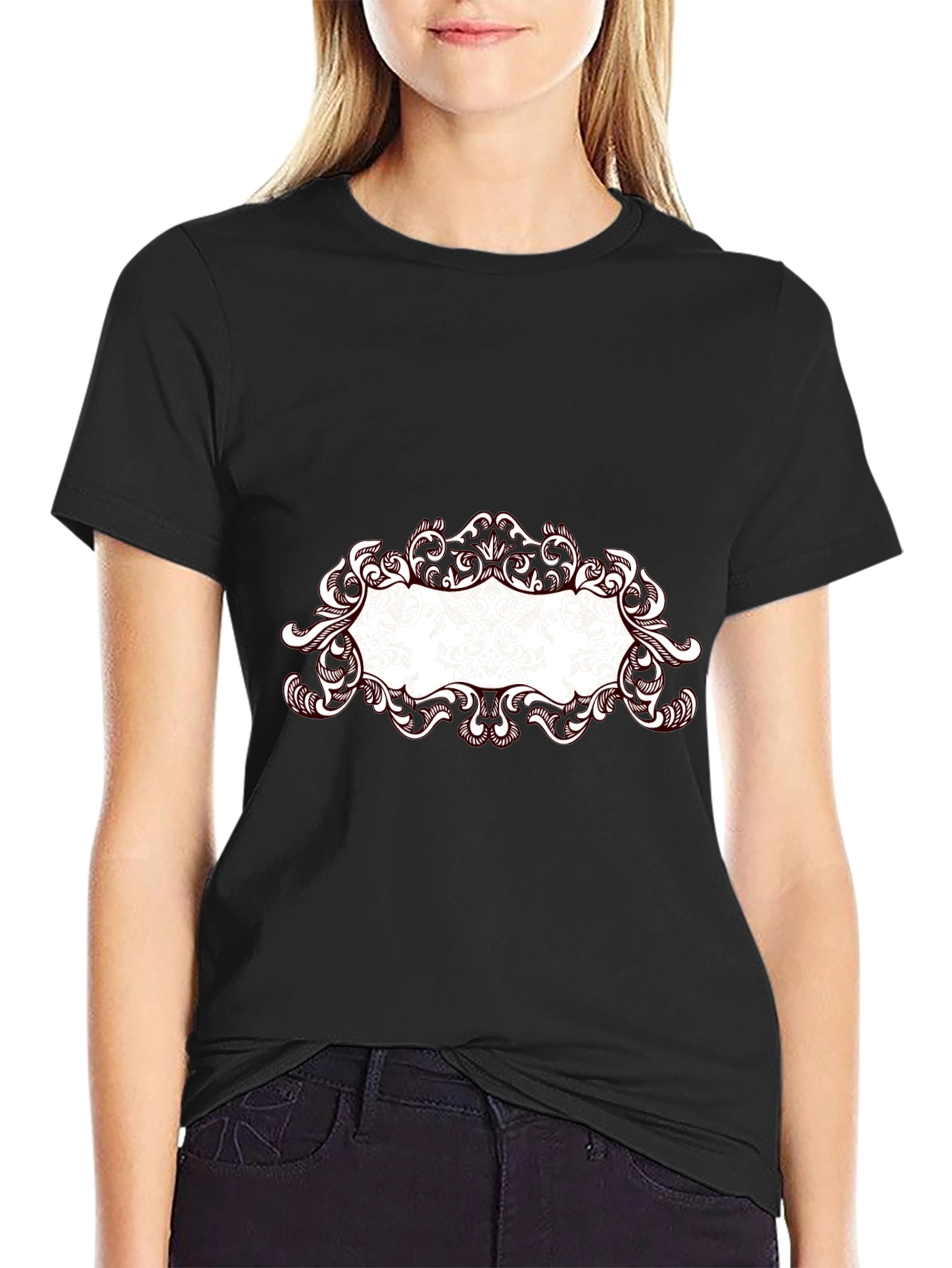Elegant Frame Black T-Shirt