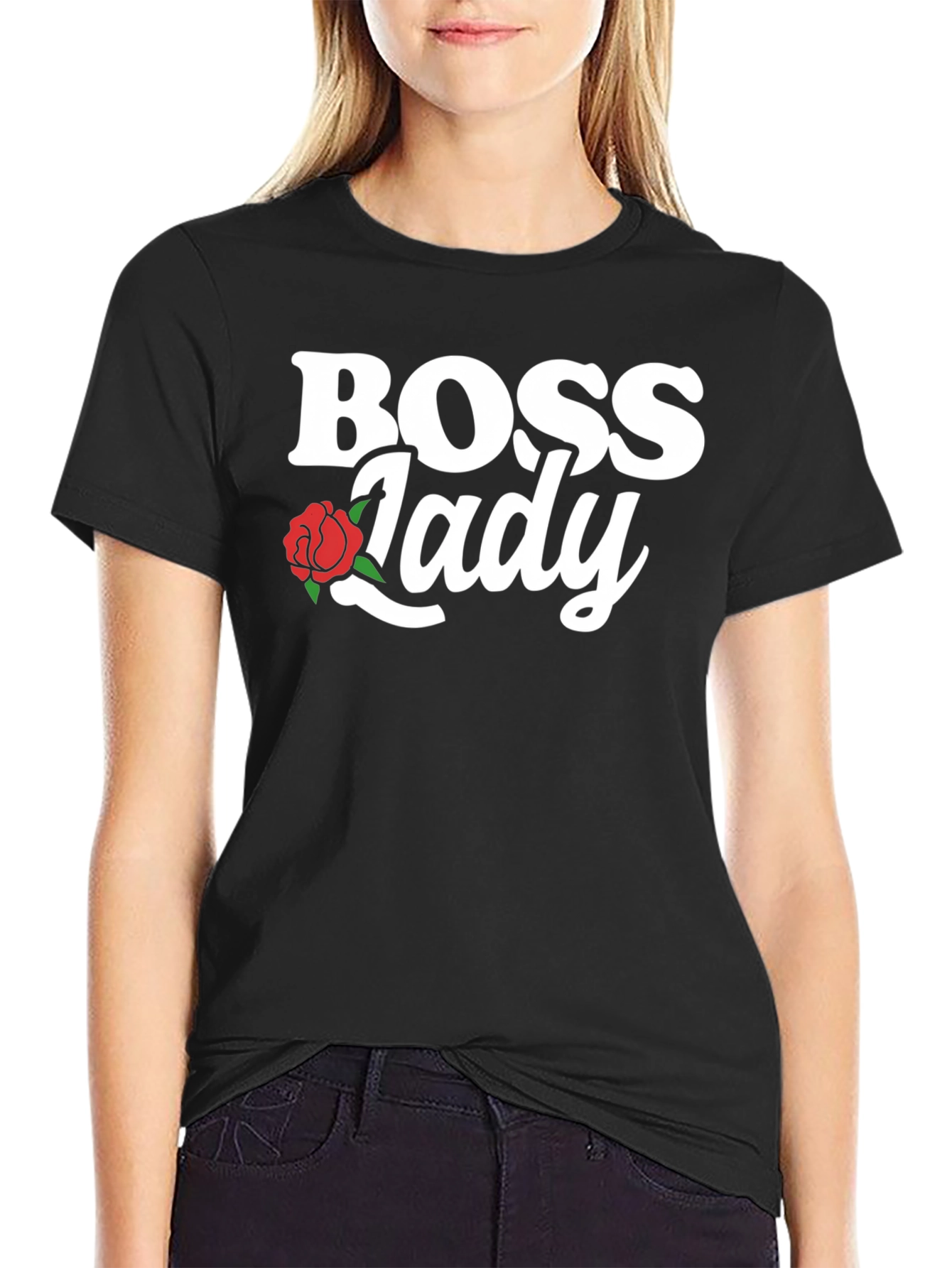 Boss Lady Graphic Tee - Trendy Rose Design