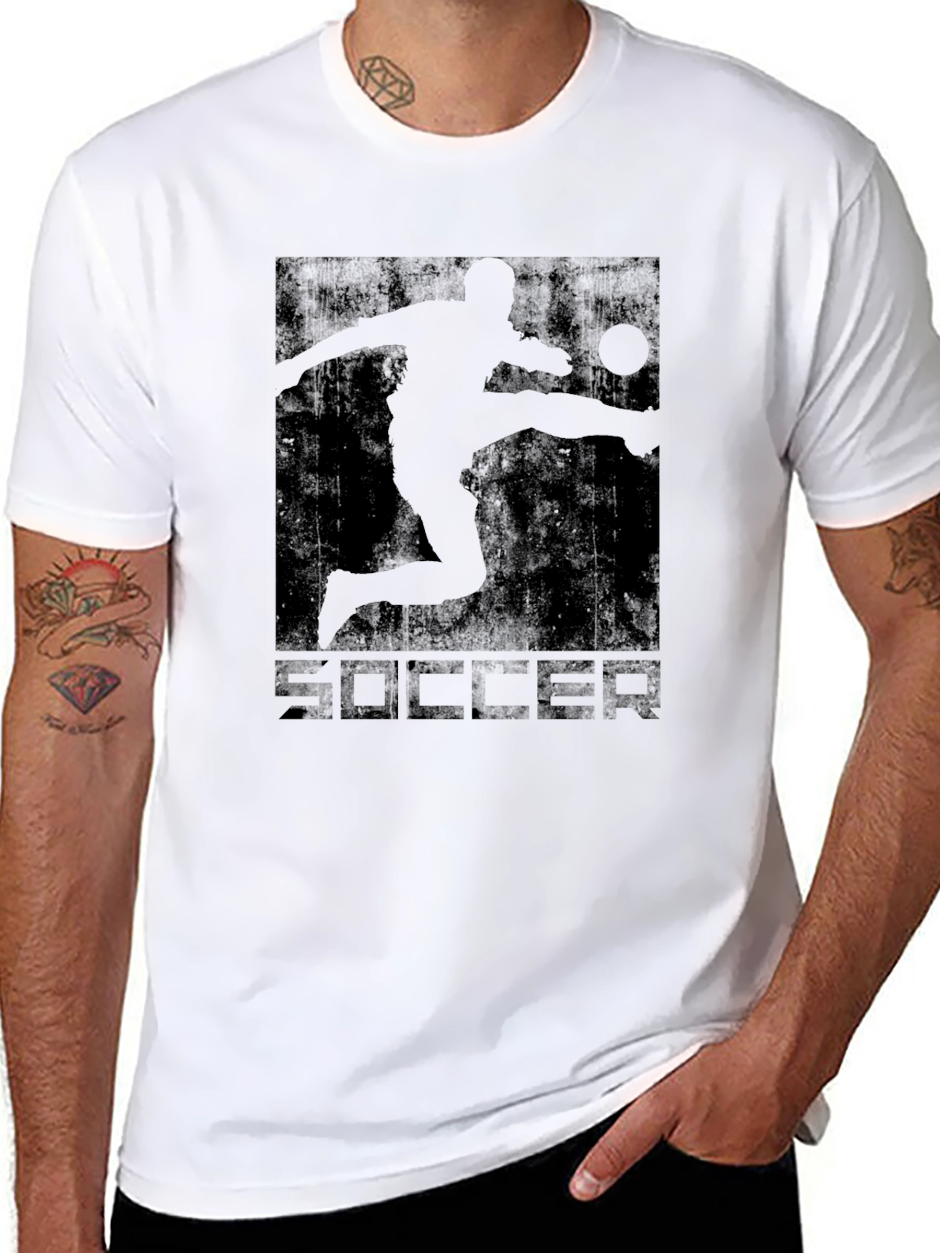 Soccer Player Graphic T-Shirt - Black