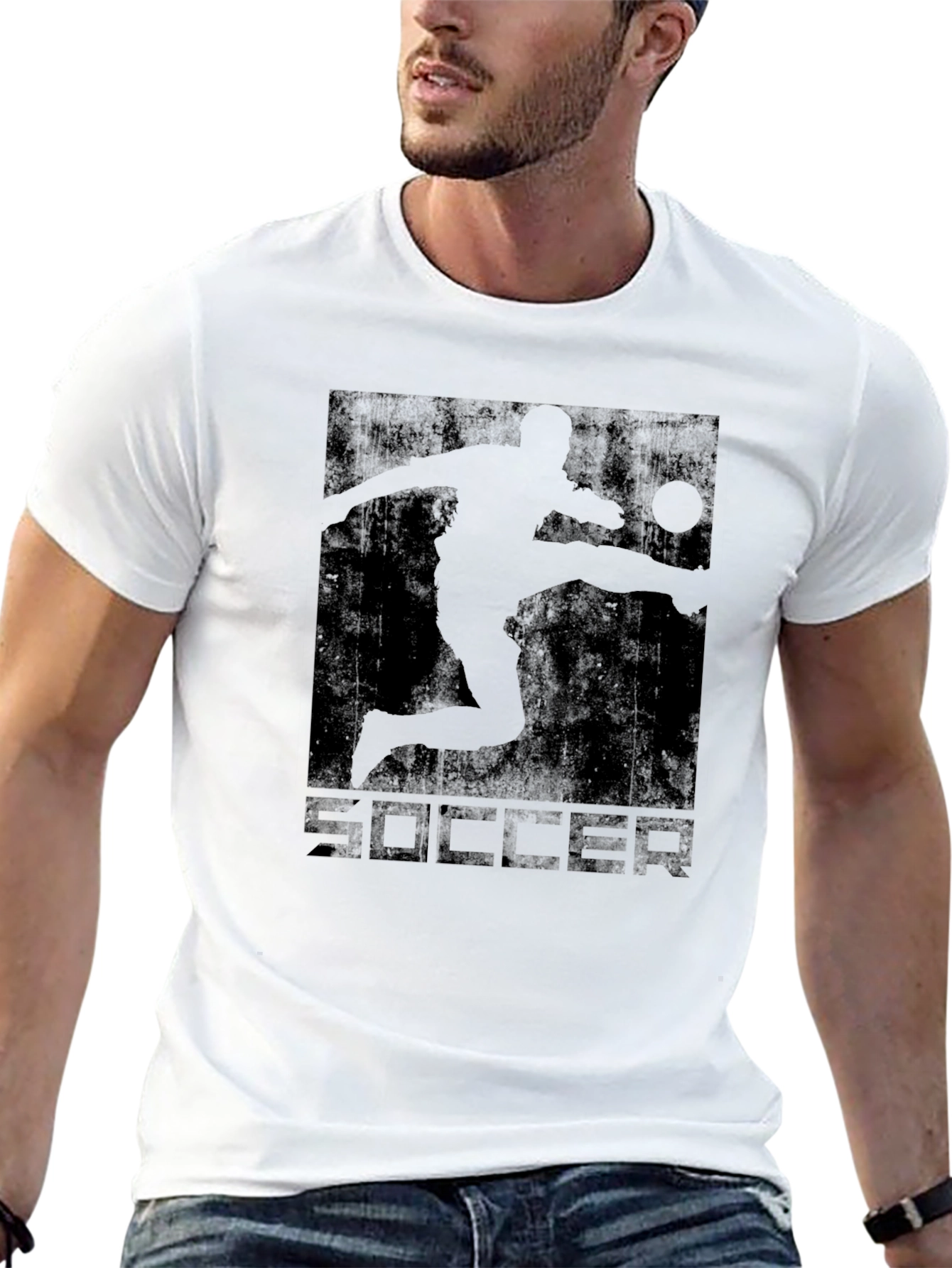 Soccer Player Graphic T-Shirt - Black