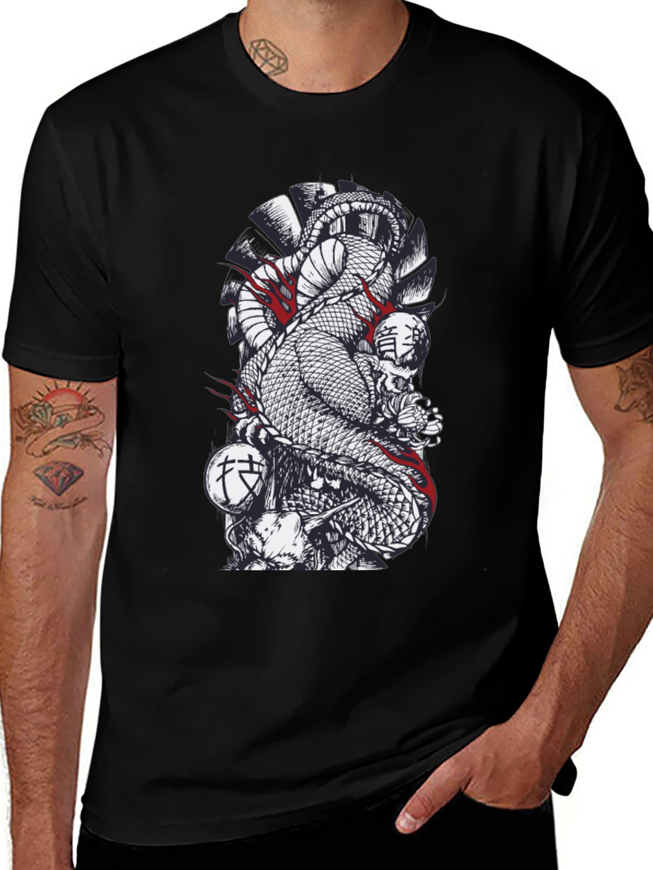 Snake & Skull Graphic Black T-Shirt