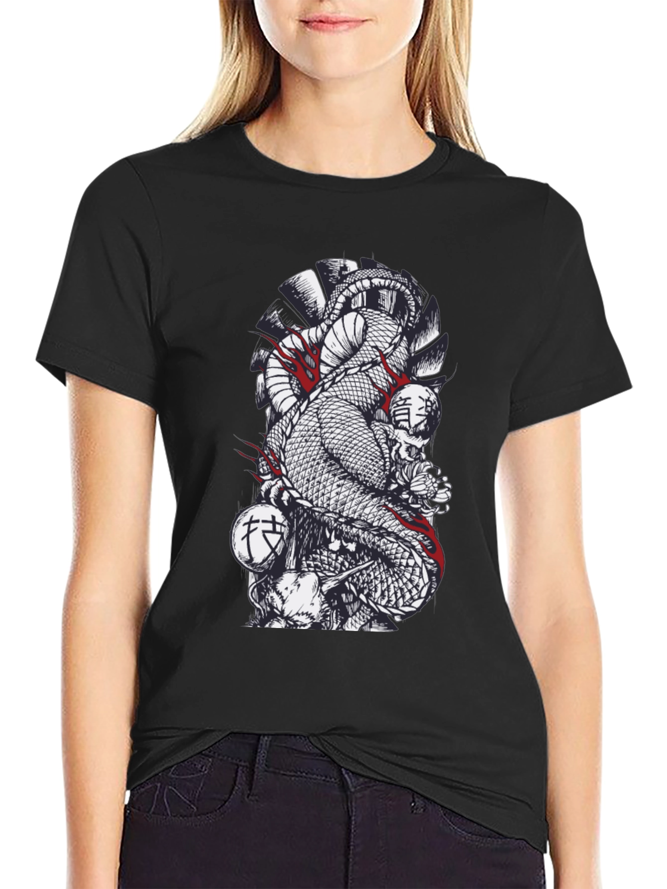 Snake & Skull Graphic Black T-Shirt