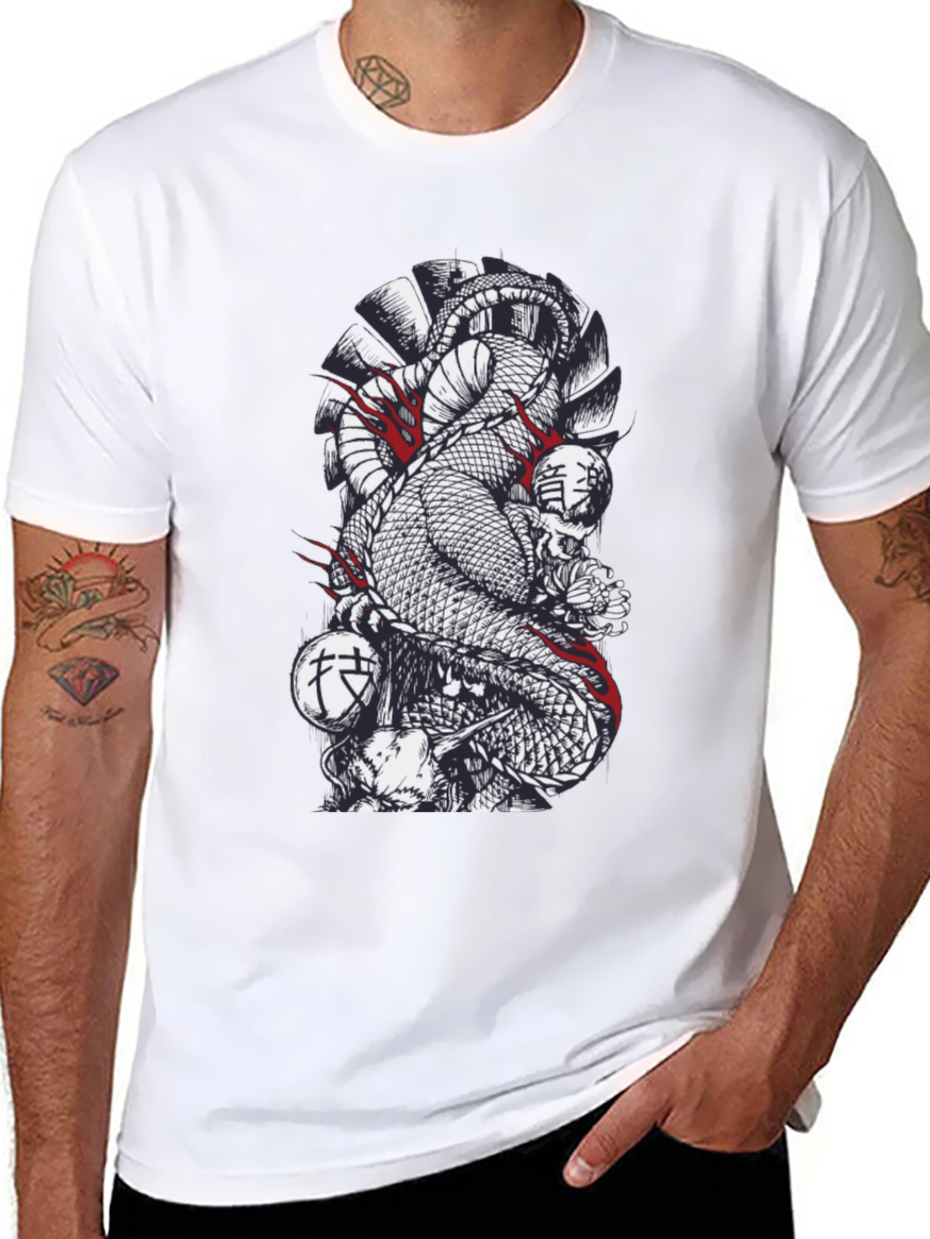 Snake & Skull Graphic Black T-Shirt