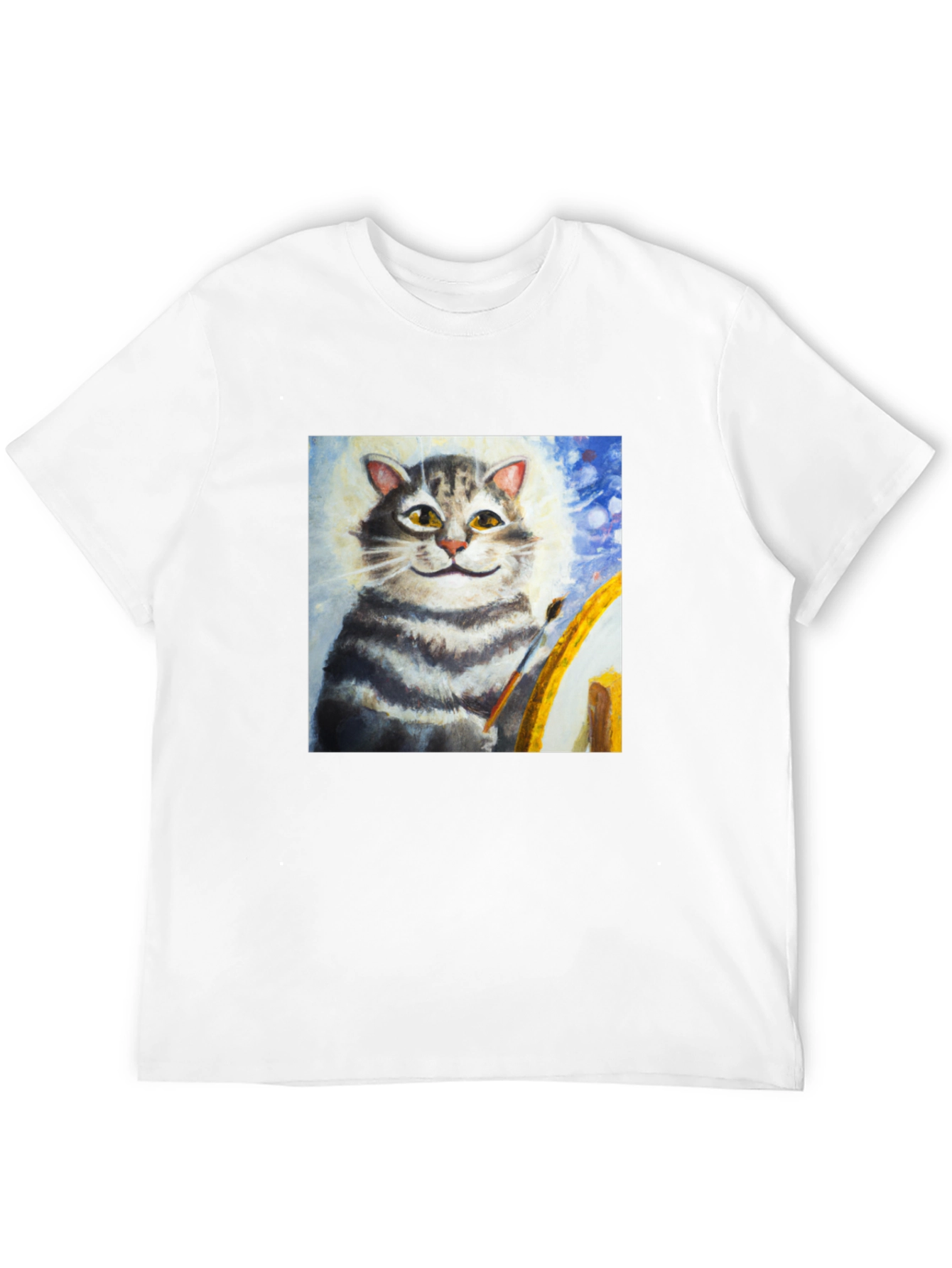 Cat Artist Graphic T-Shirt - Black