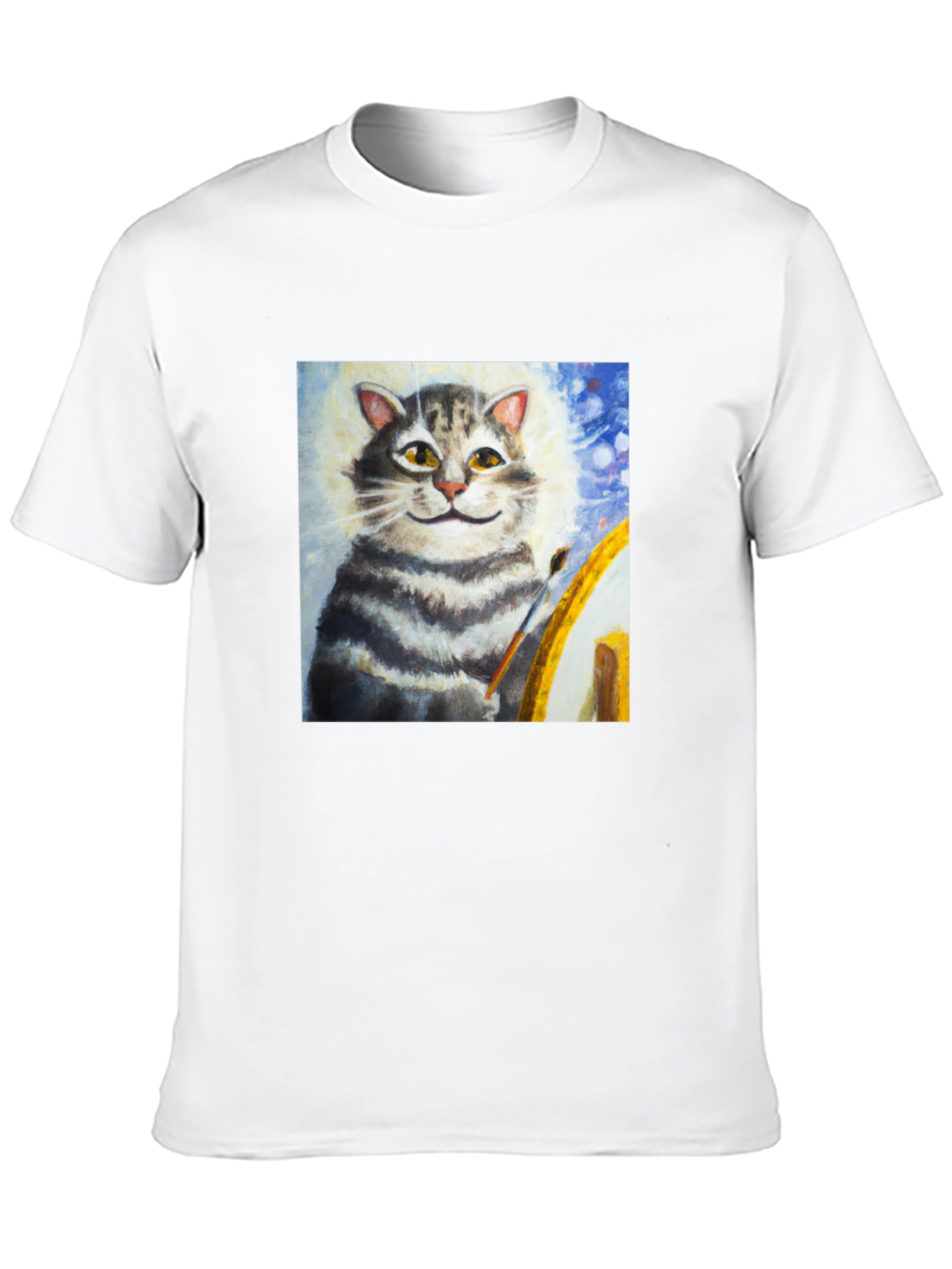 Cat Artist Graphic T-Shirt - Black