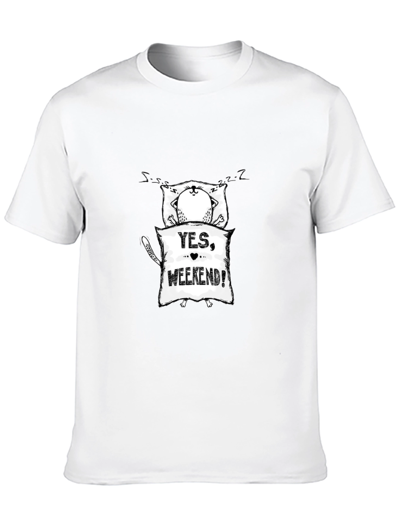 Yes Weekend! Sleepy Cat Graphic Tee - Black