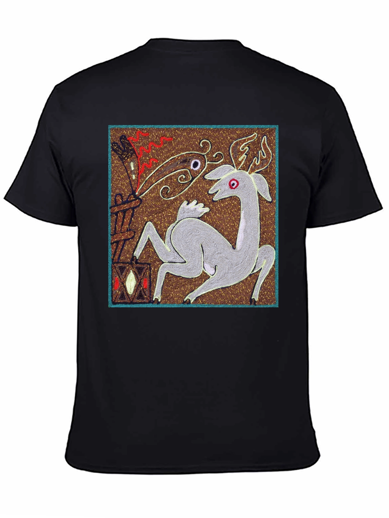 Unique Graphic Tee - Deer & Flame Design