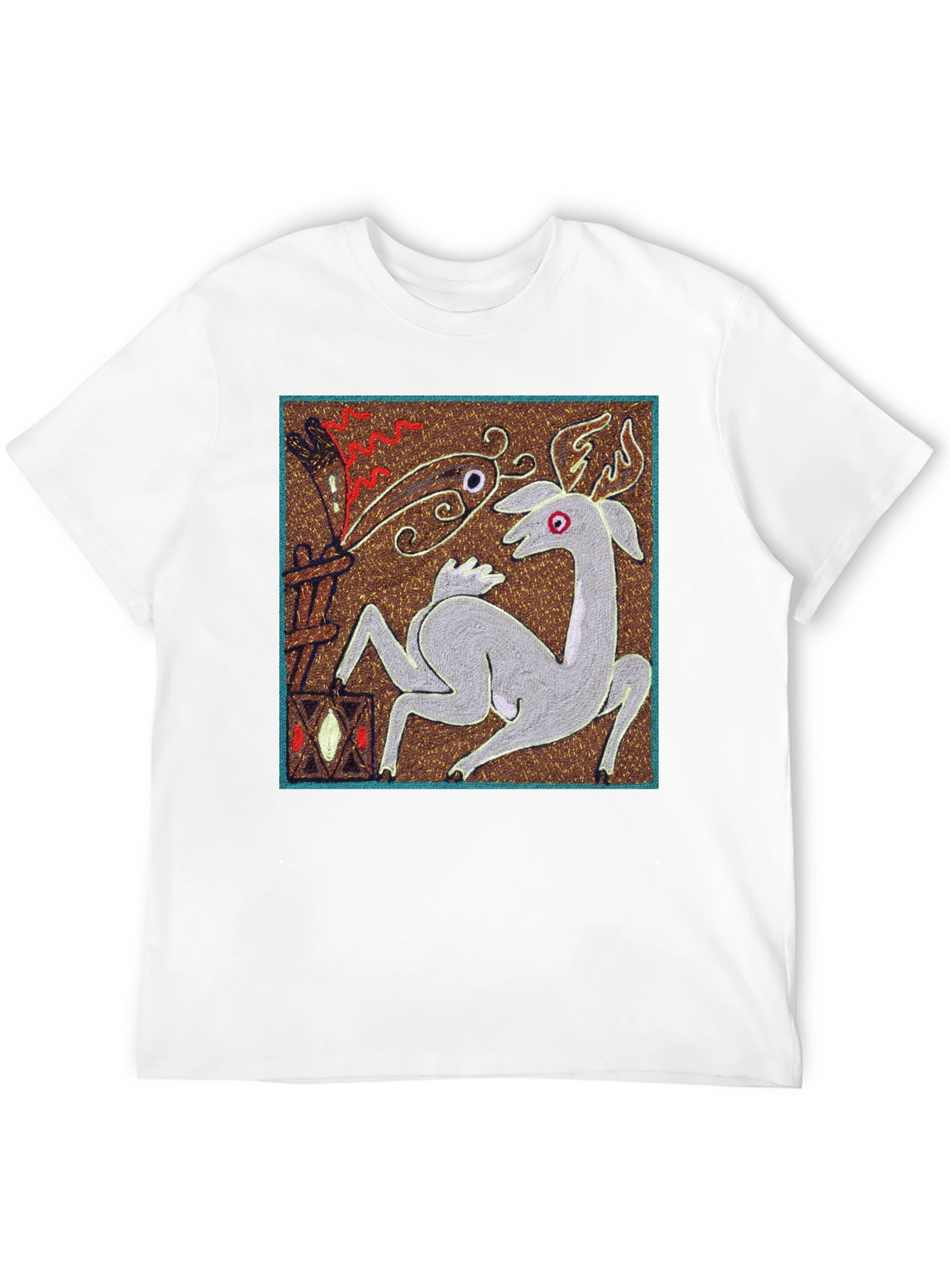 Unique Graphic Tee - Deer & Flame Design
