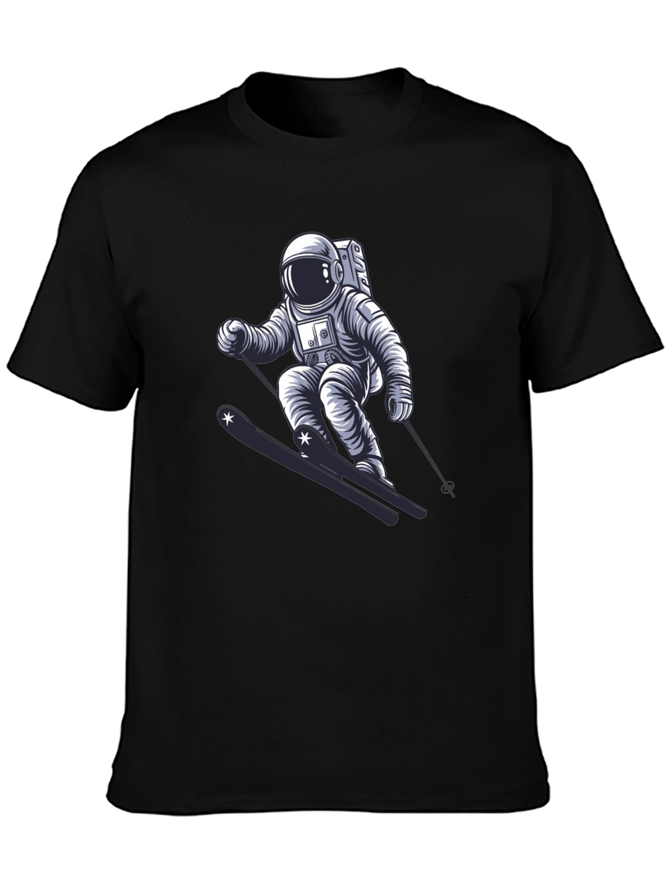 Astronaut Skiing Graphic T-Shirt - Cool Space Tee