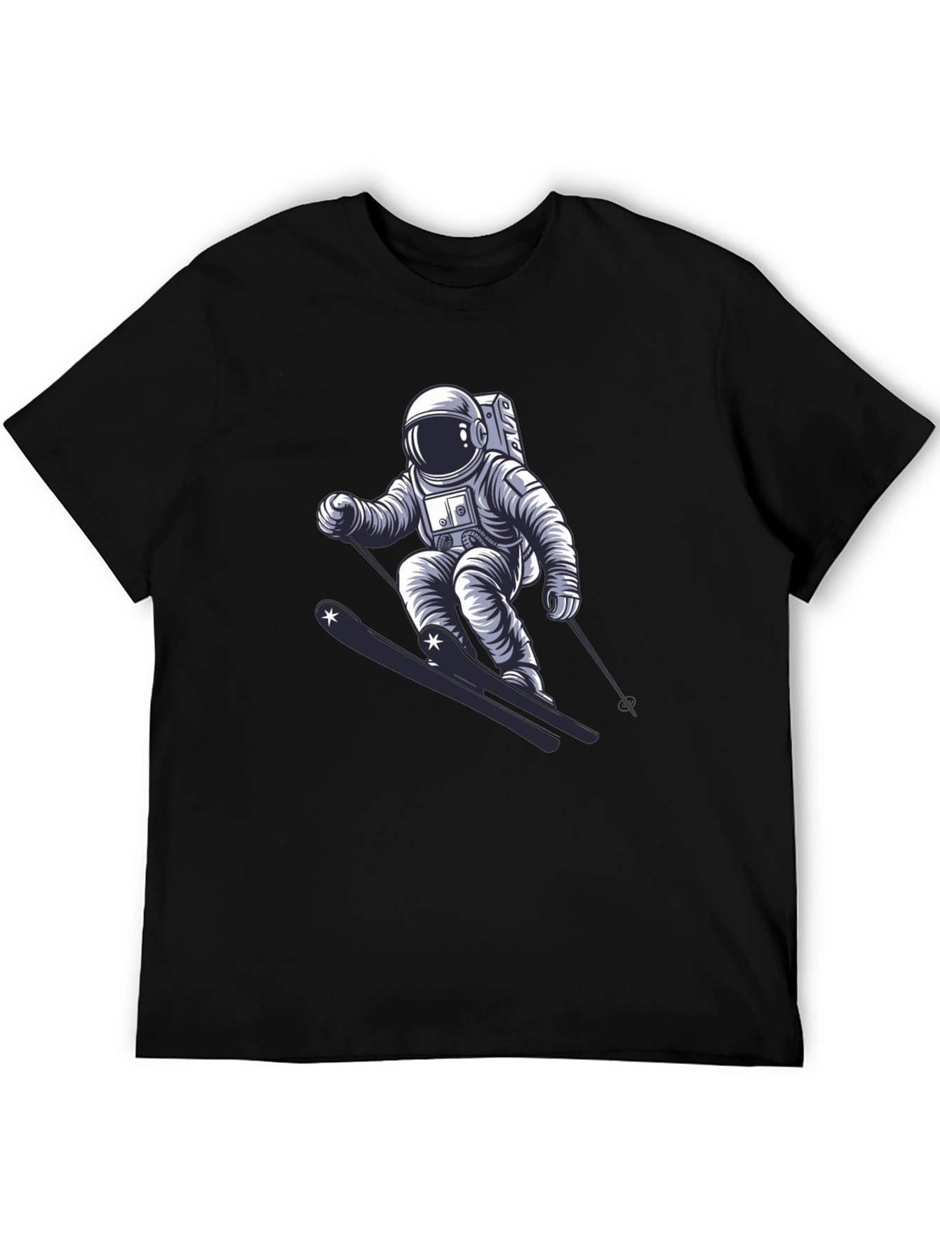 Astronaut Skiing Graphic T-Shirt - Cool Space Tee