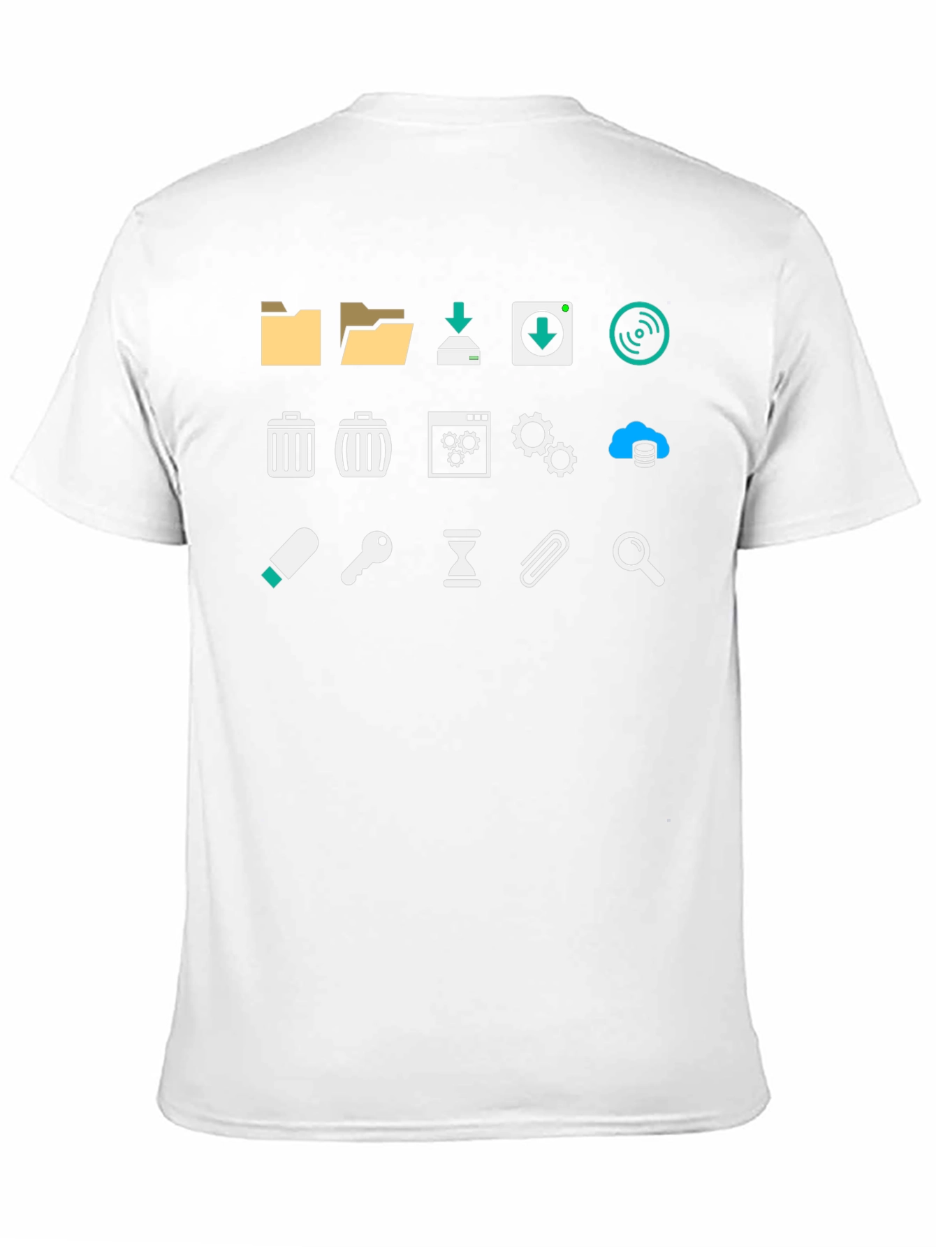 Geeky Icon Pattern Black T-Shirt