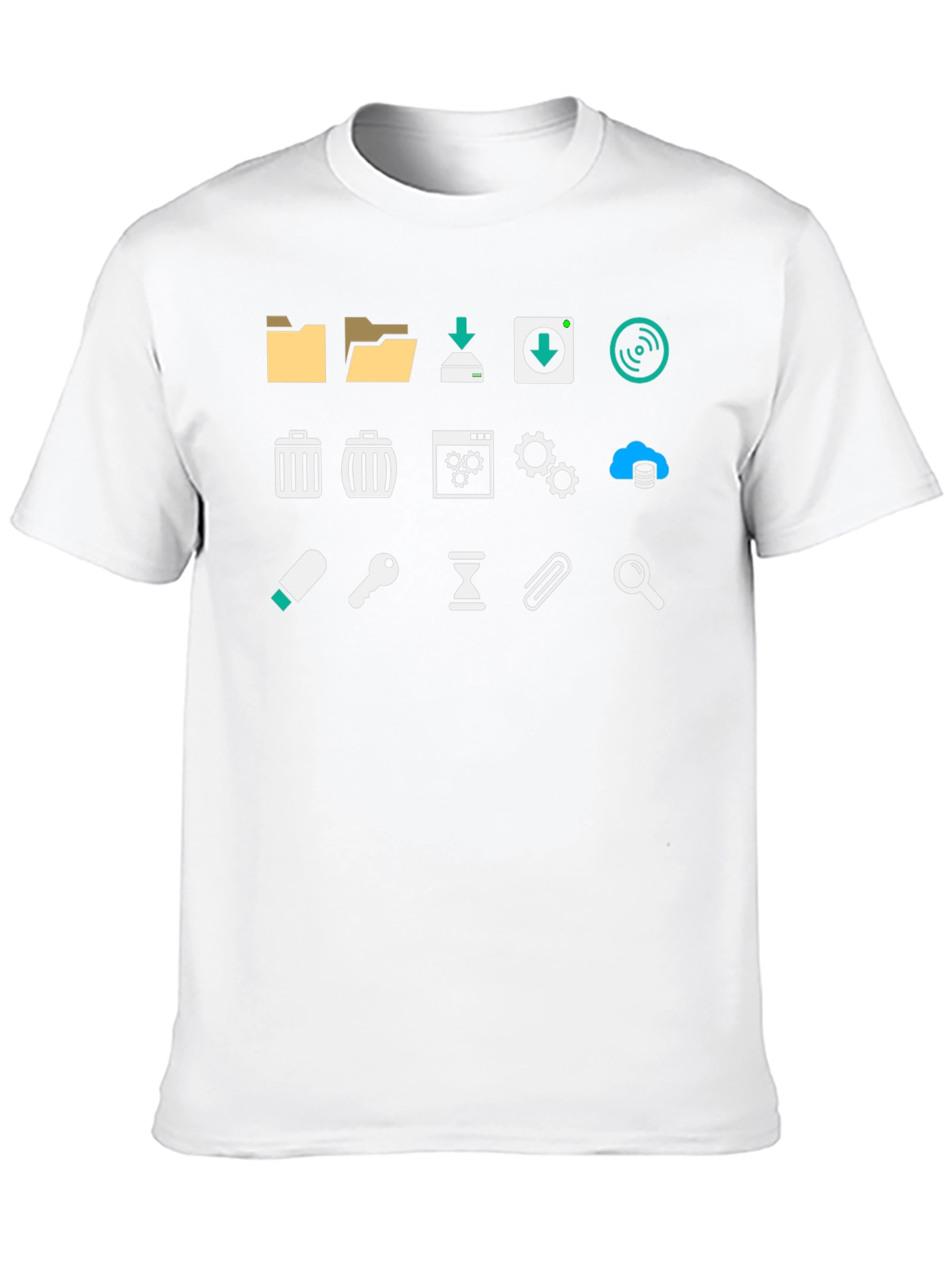 Geeky Icon Pattern Black T-Shirt