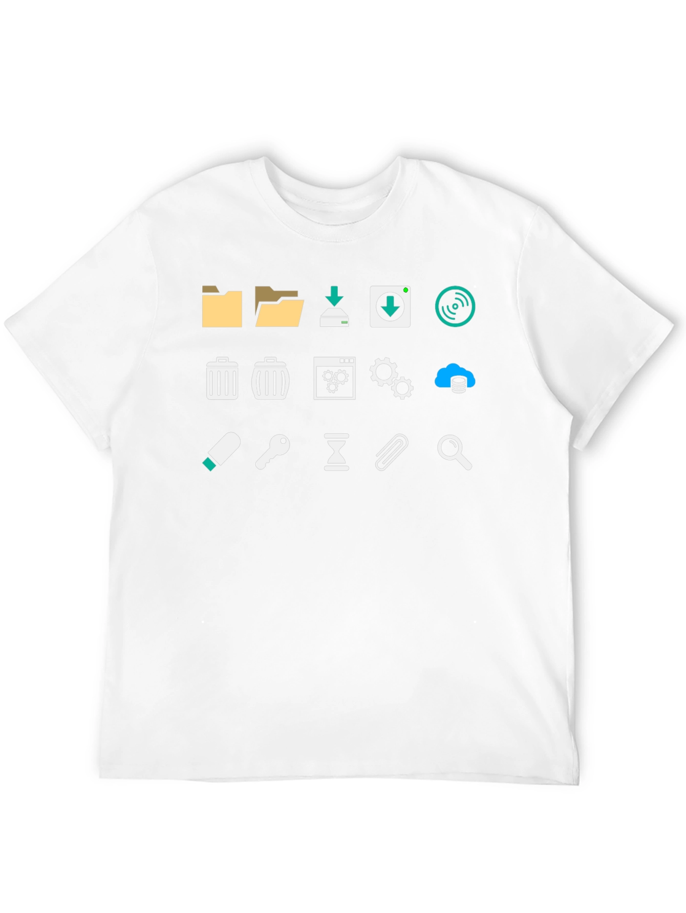 Geeky Icon Pattern Black T-Shirt