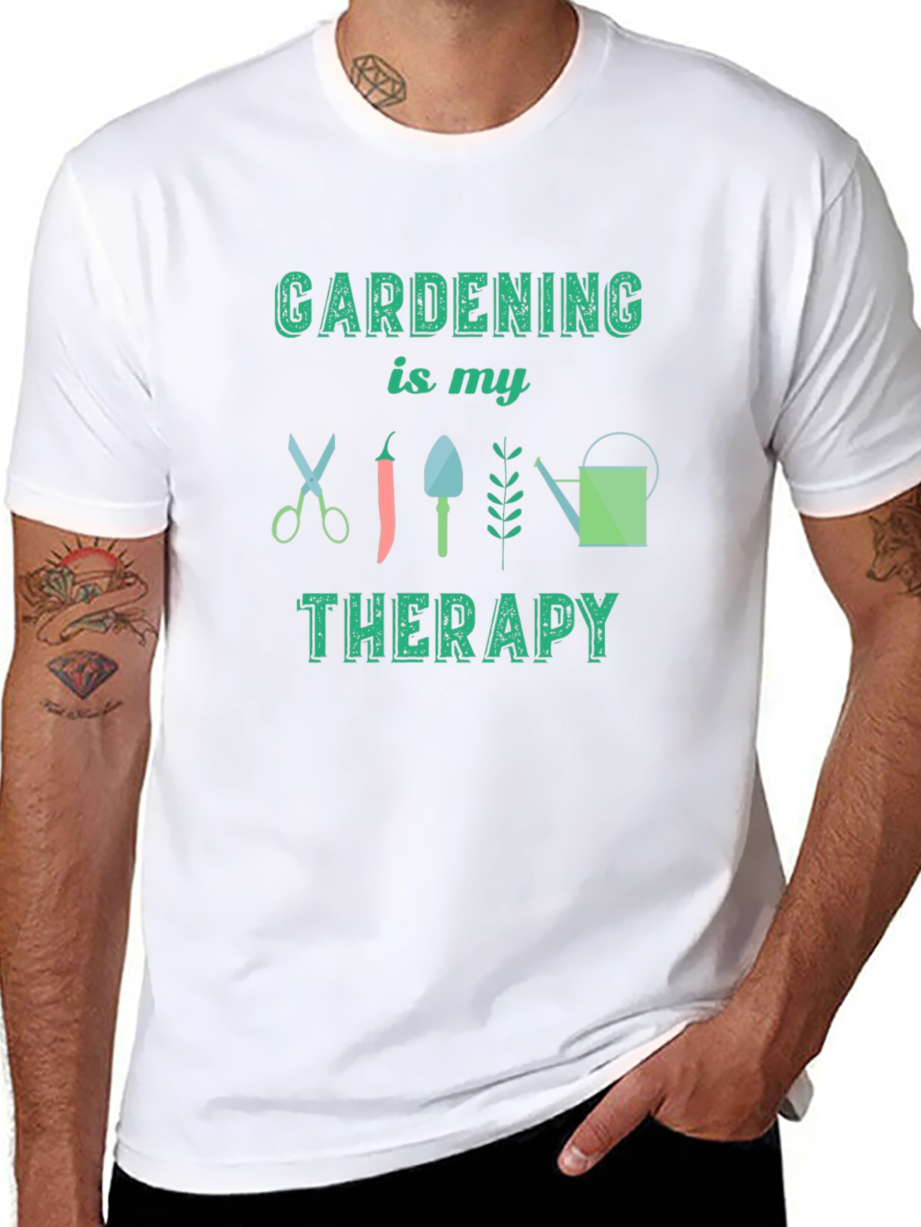 Gardening Therapy Tee - Black Cotton Graphic T-Shirt