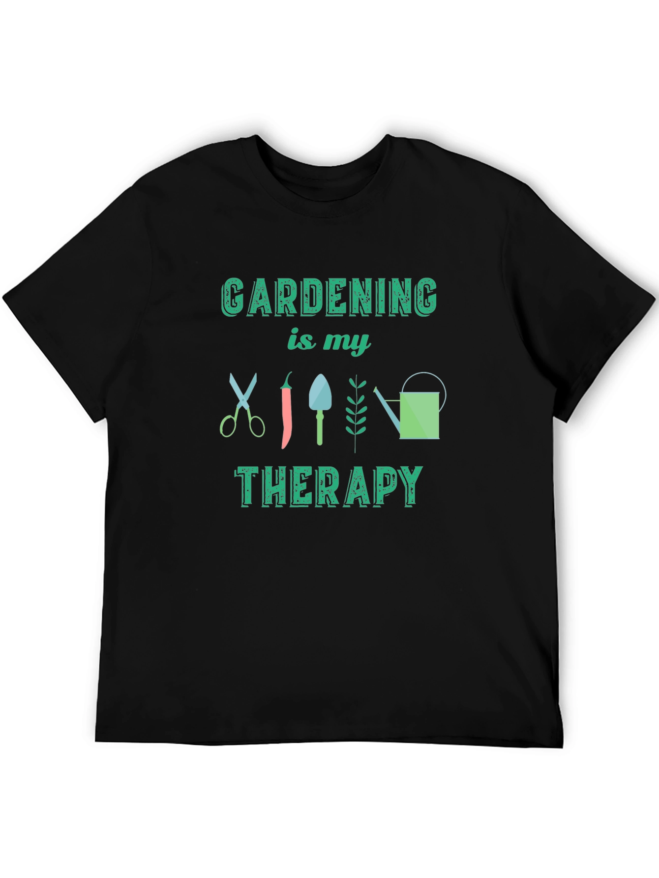 Gardening Therapy Tee - Black Cotton Graphic T-Shirt