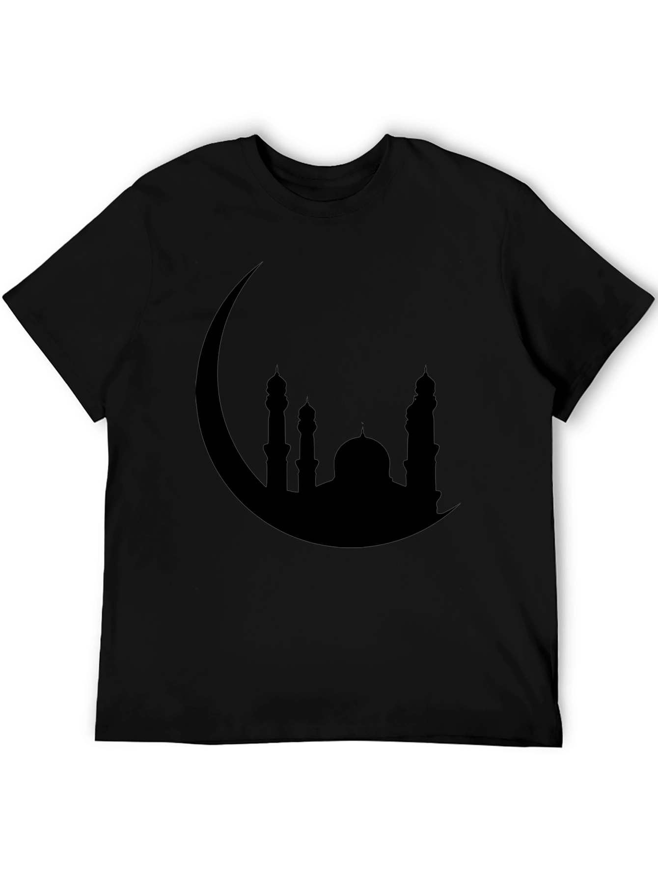 Crescent Moon Mosque Silhouette Black T-Shirt