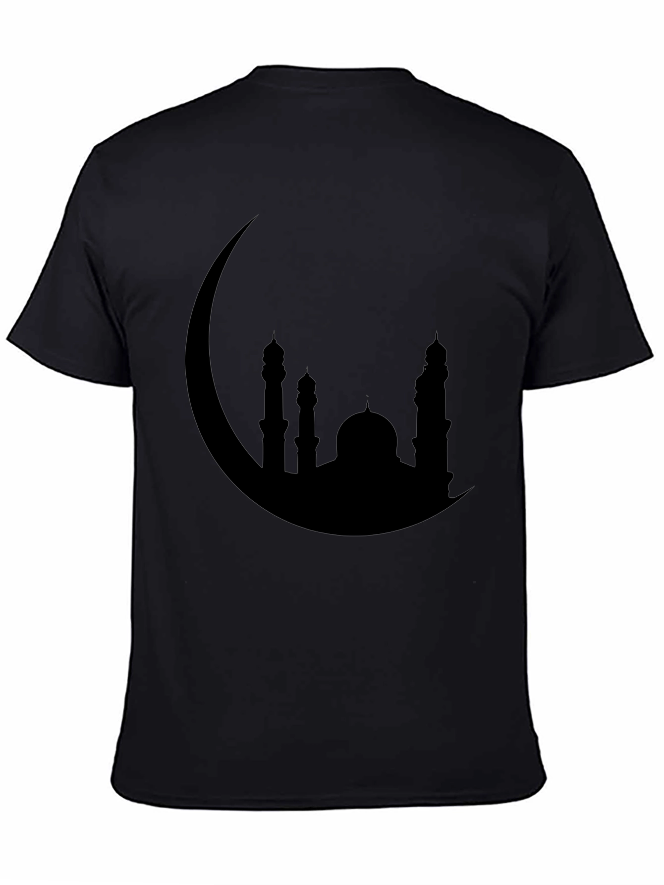 Crescent Moon Mosque Silhouette Black T-Shirt