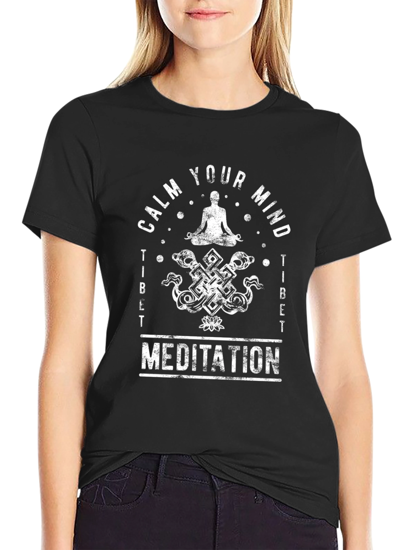 Calm Your Mind Meditation T-Shirt - Spiritual Design