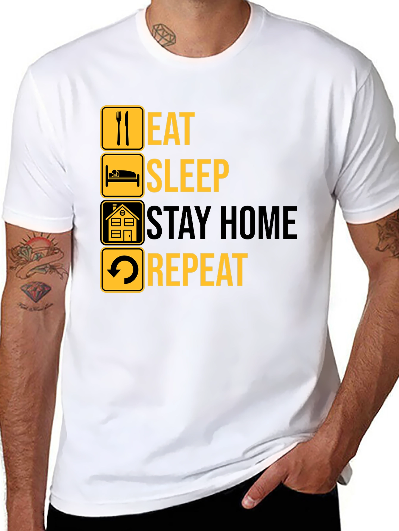 Eat Sleep Stay Home Repeat Graphic Tee
