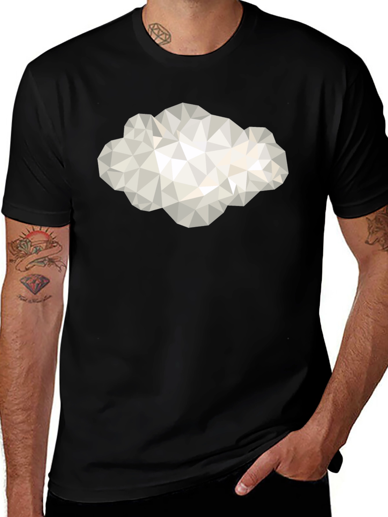 Geometric Cloud Graphic Tee - Modern Style