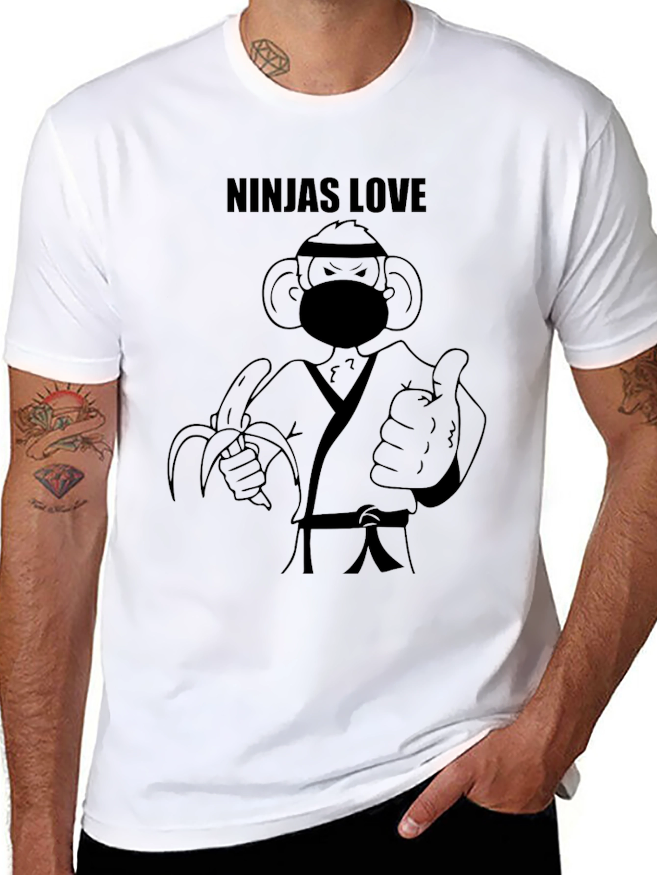Ninja Monkey Loves Bananas T-Shirt