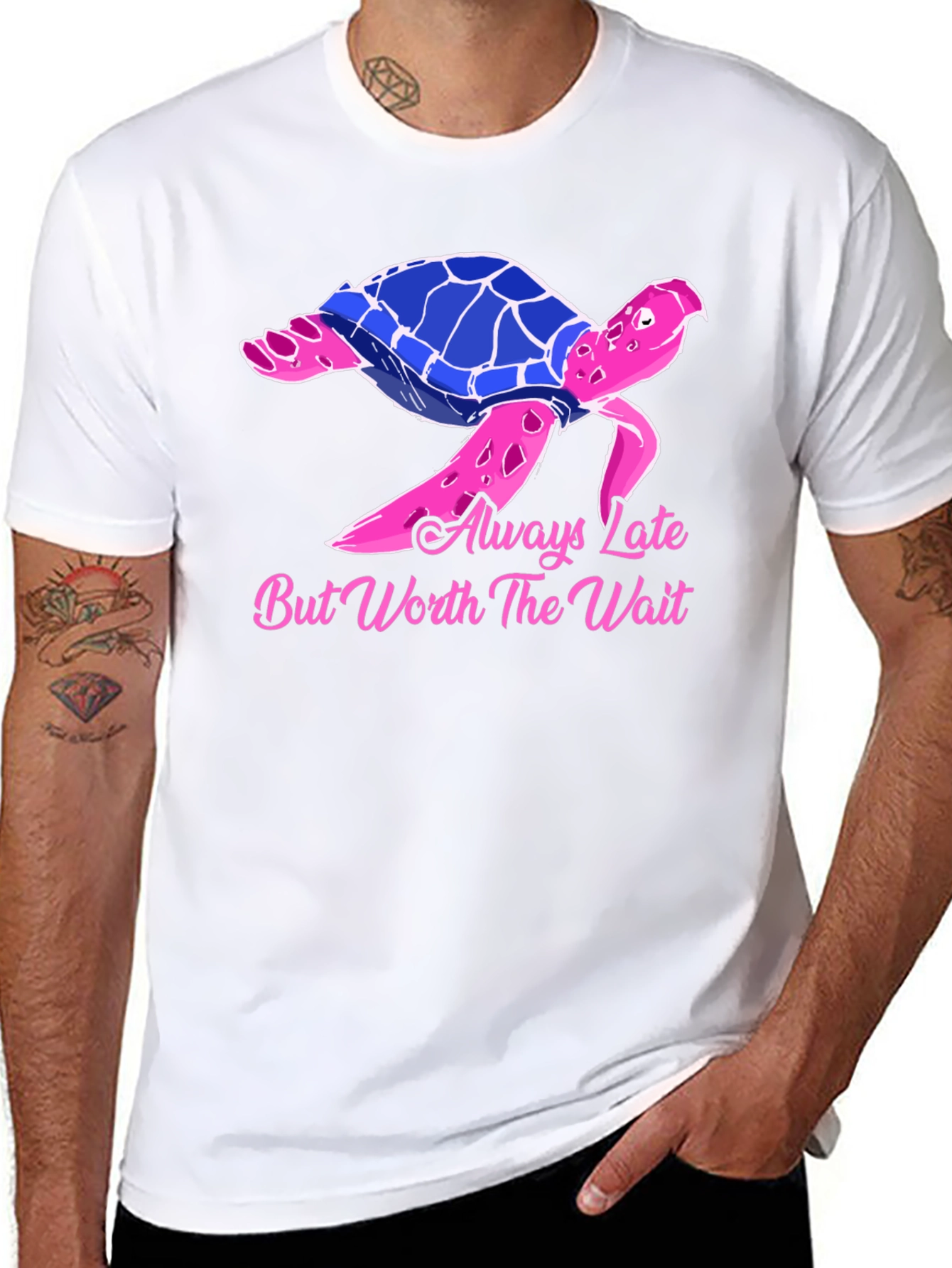 Always Late Turtle Graphic Tee - Unisex Black T-Shirt