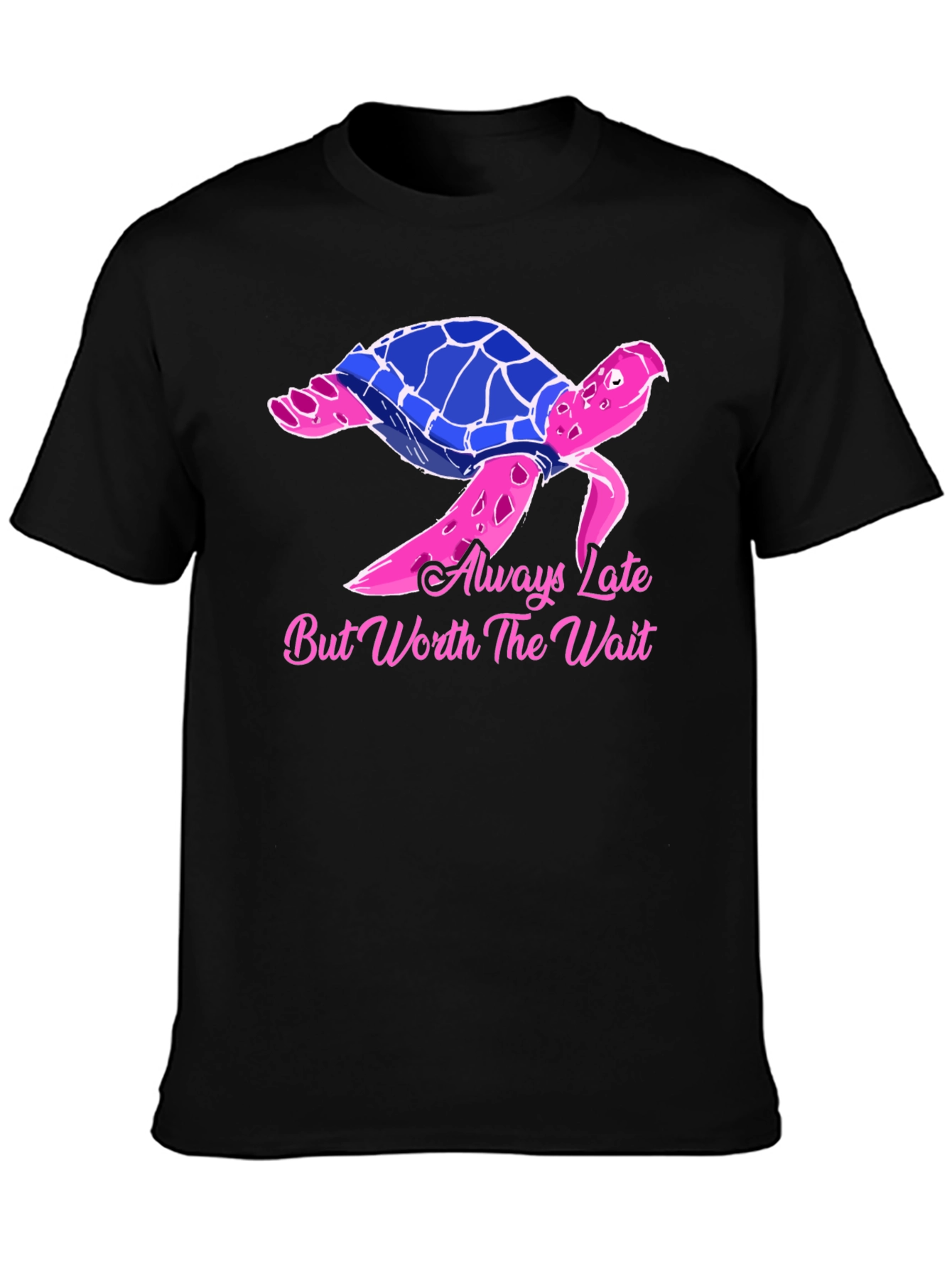 Always Late Turtle Graphic Tee - Unisex Black T-Shirt