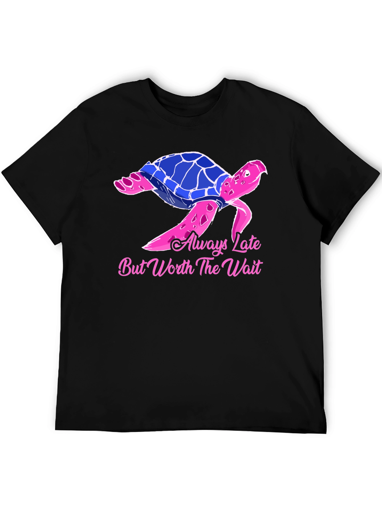 Always Late Turtle Graphic Tee - Unisex Black T-Shirt