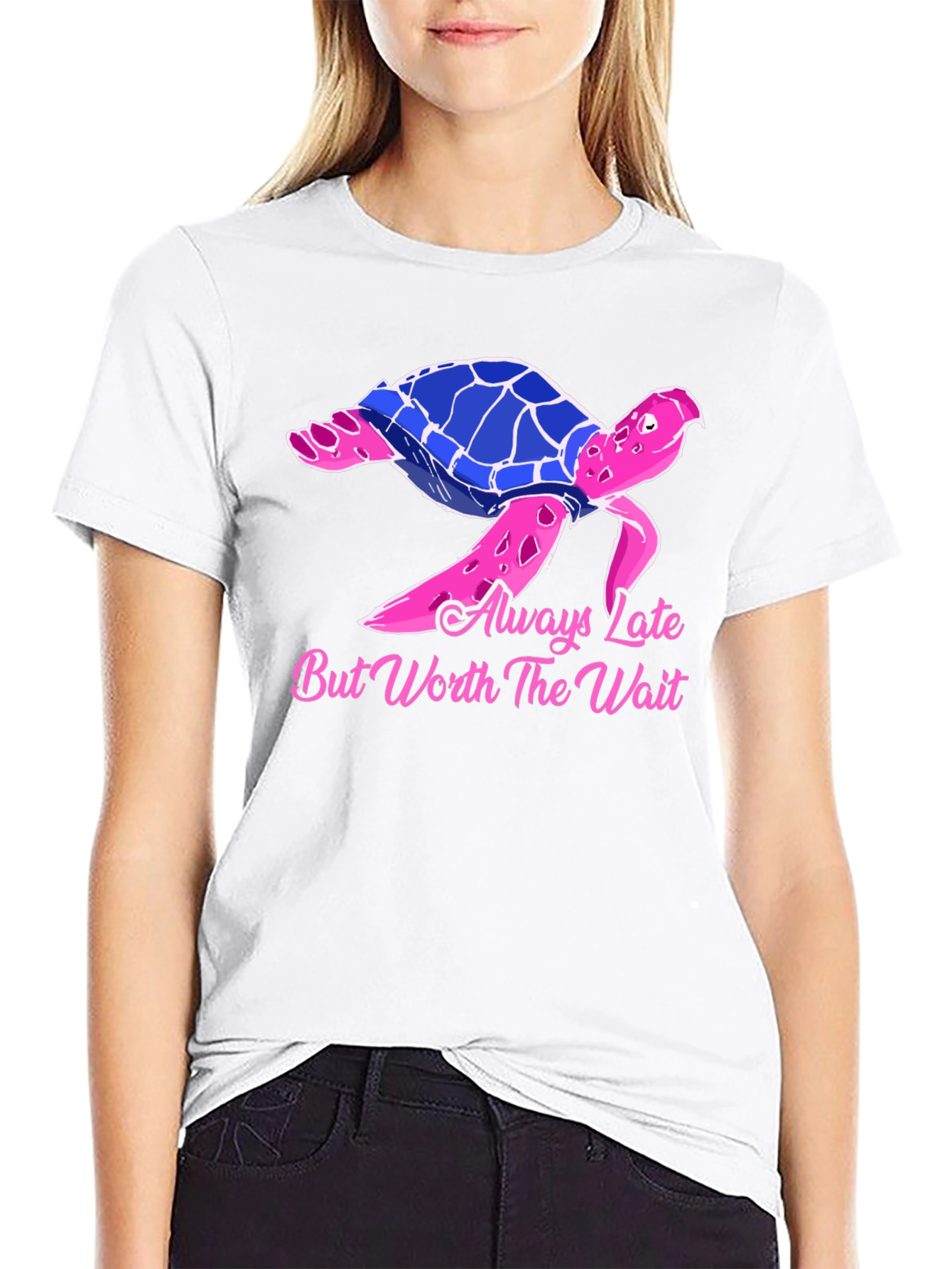 Always Late Turtle Graphic Tee - Unisex Black T-Shirt