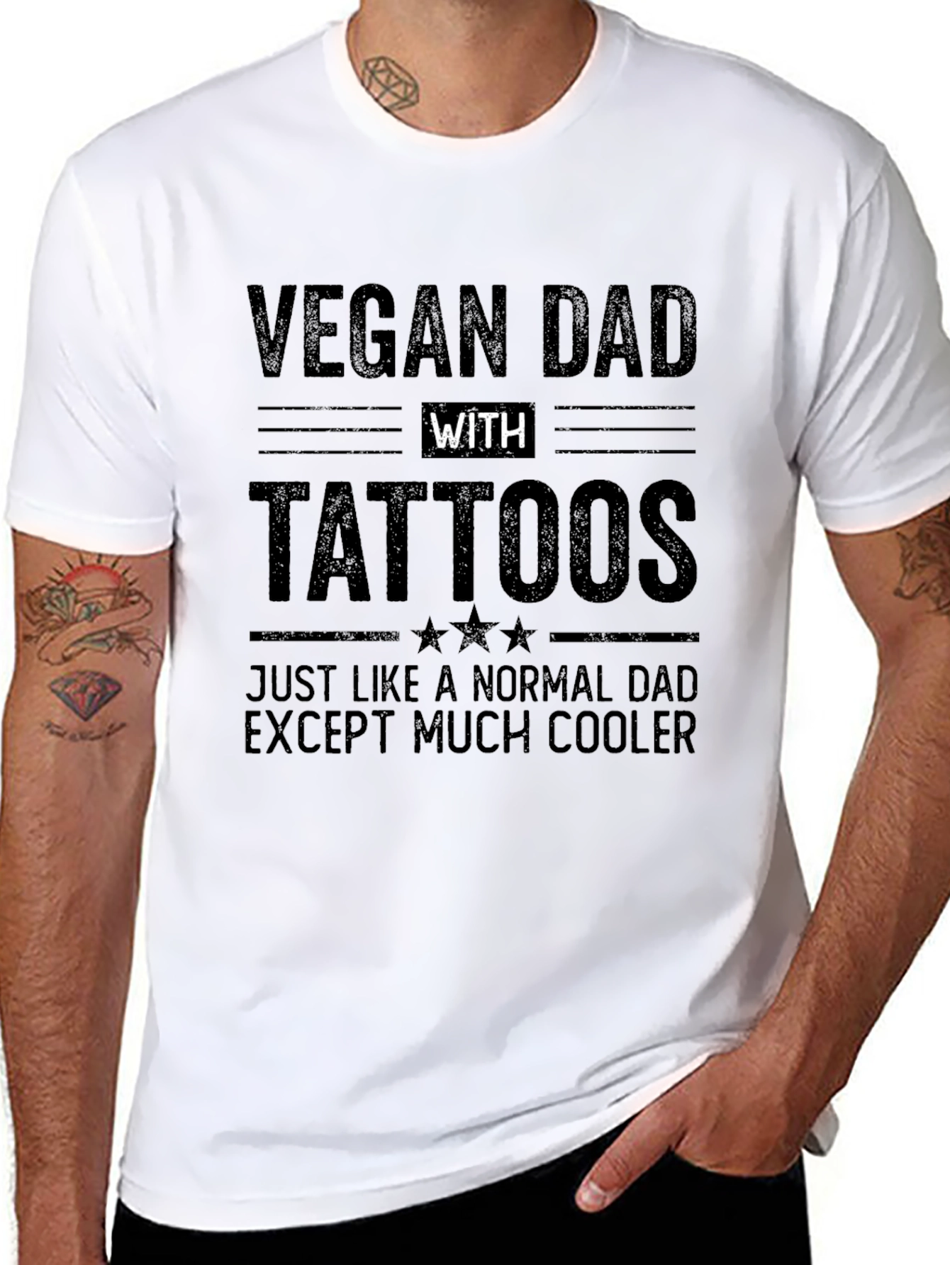 Vegan Dad with Tattoos T-Shirt Funny Vegan Gift