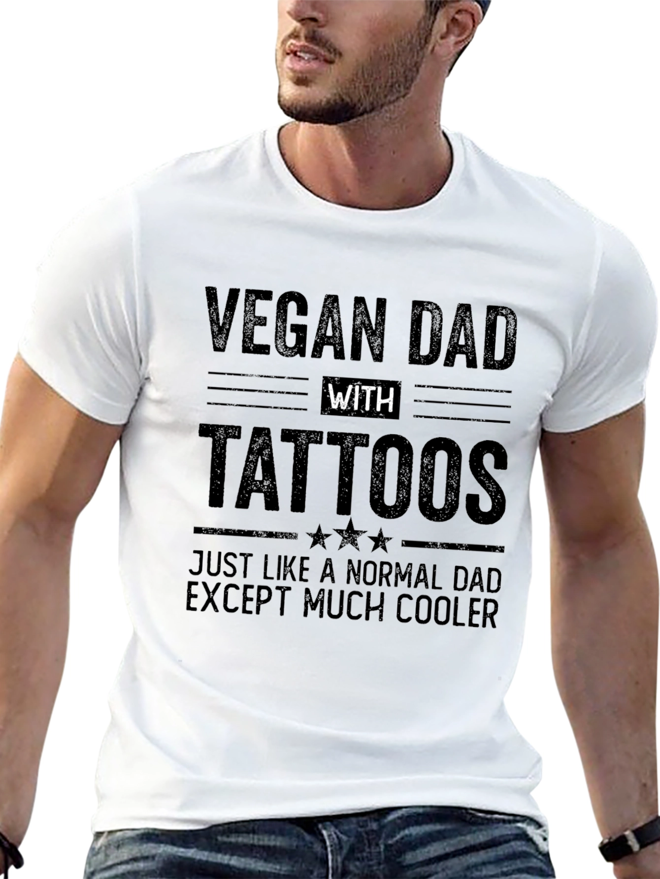 Vegan Dad with Tattoos T-Shirt Funny Vegan Gift