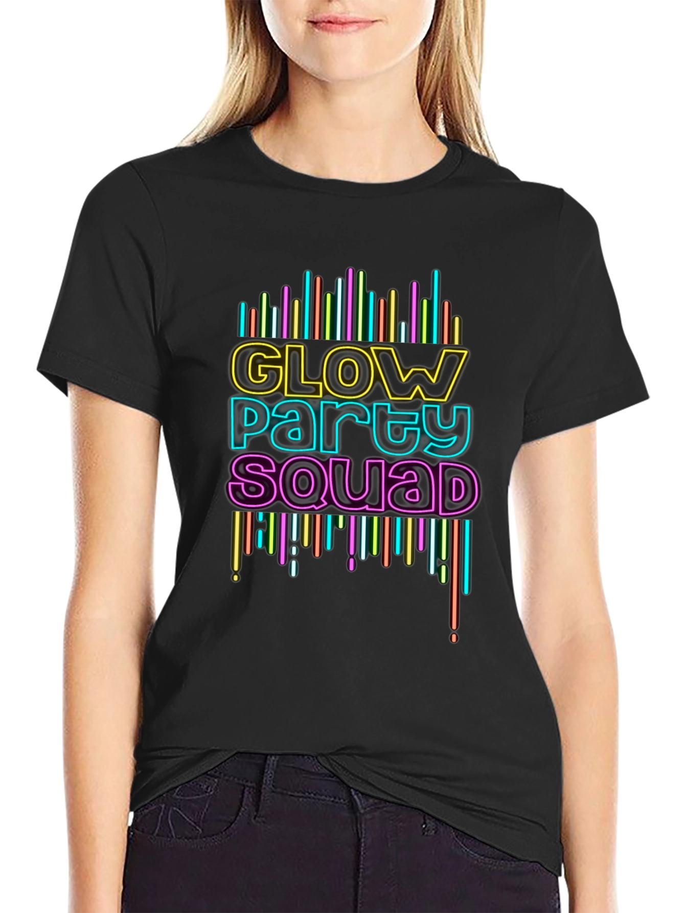 Glow Party Squad Black T-Shirt