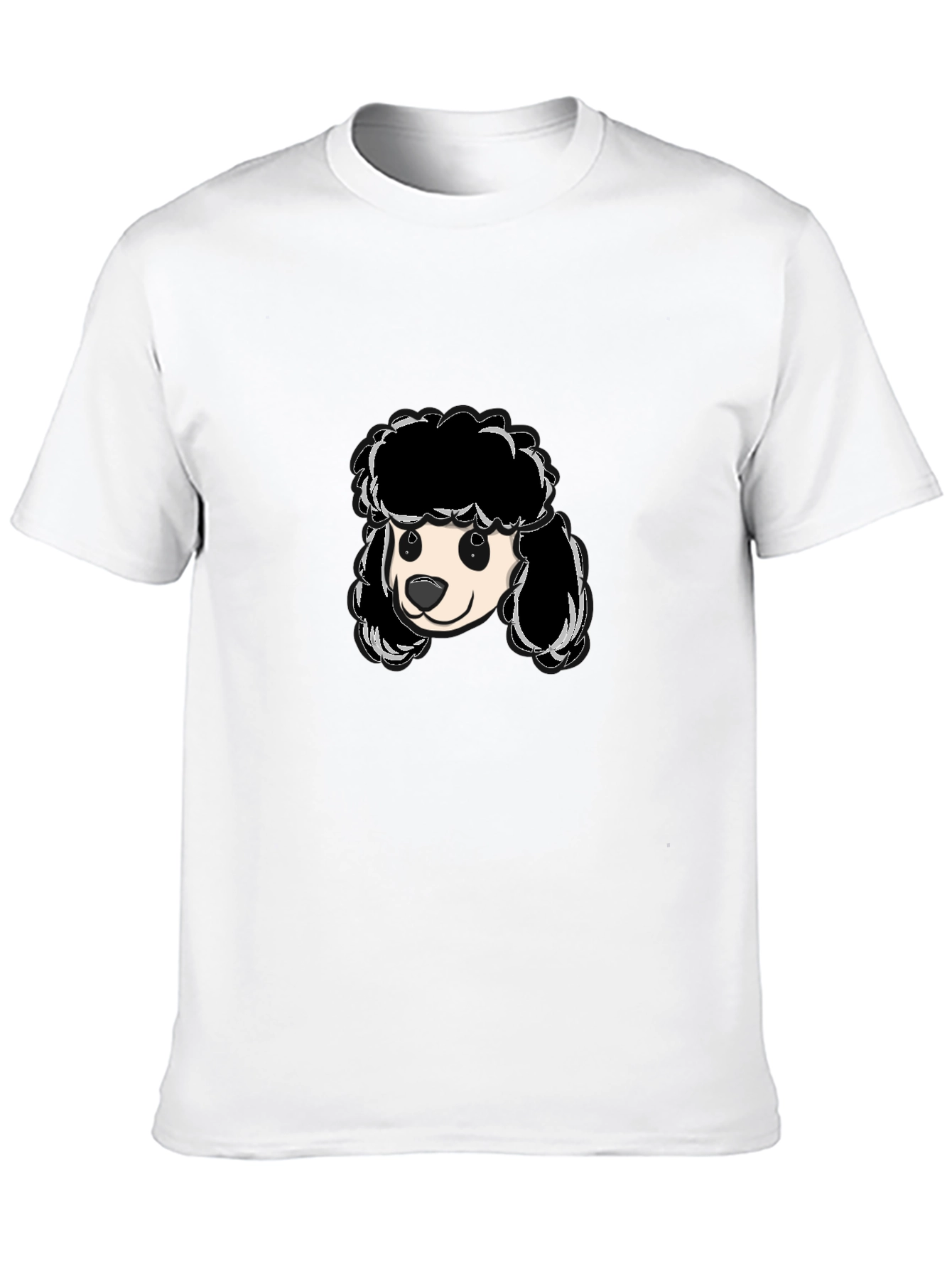 Poodle Graphic T-Shirt - Black Crew Neck