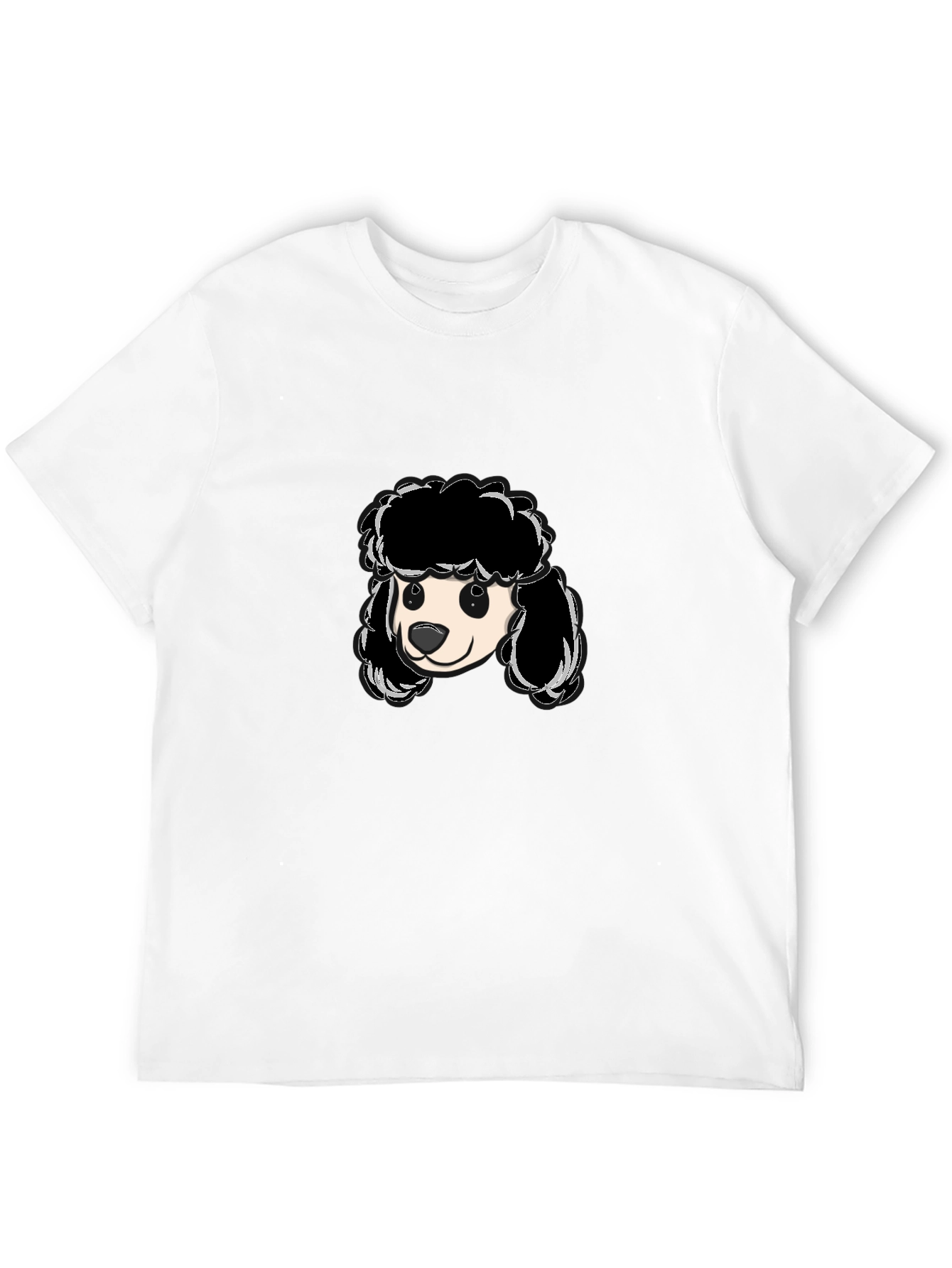 Poodle Graphic T-Shirt - Black Crew Neck