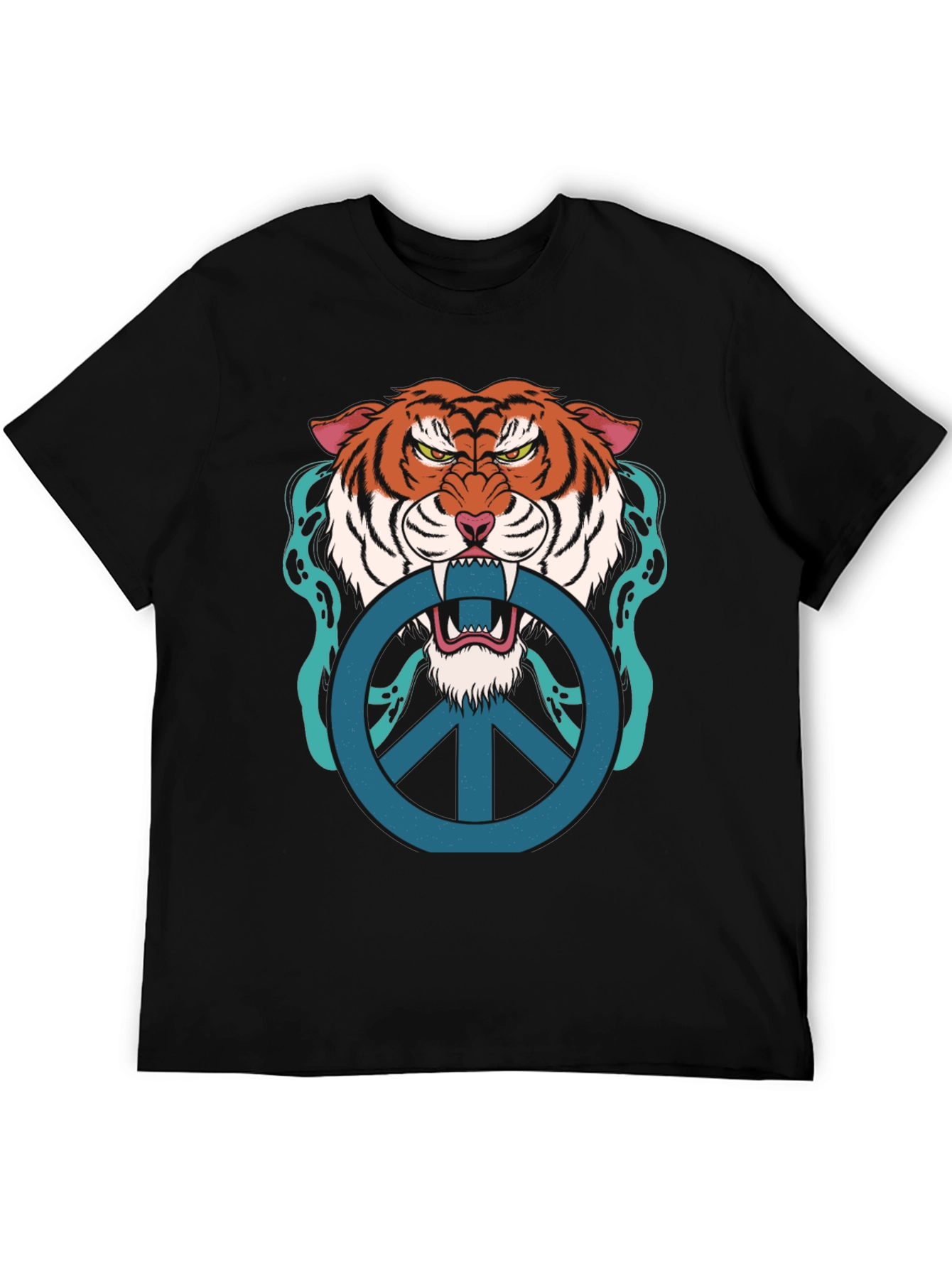 Tiger Peace Sign Graphic T-Shirt