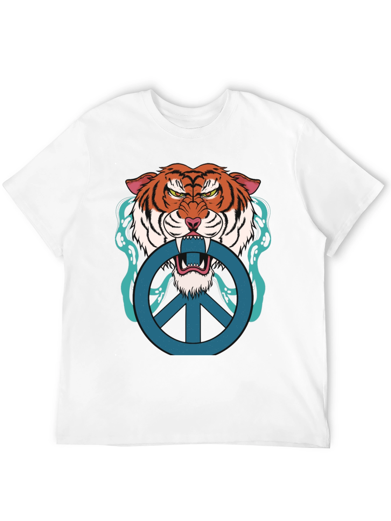 Tiger Peace Sign Graphic T-Shirt