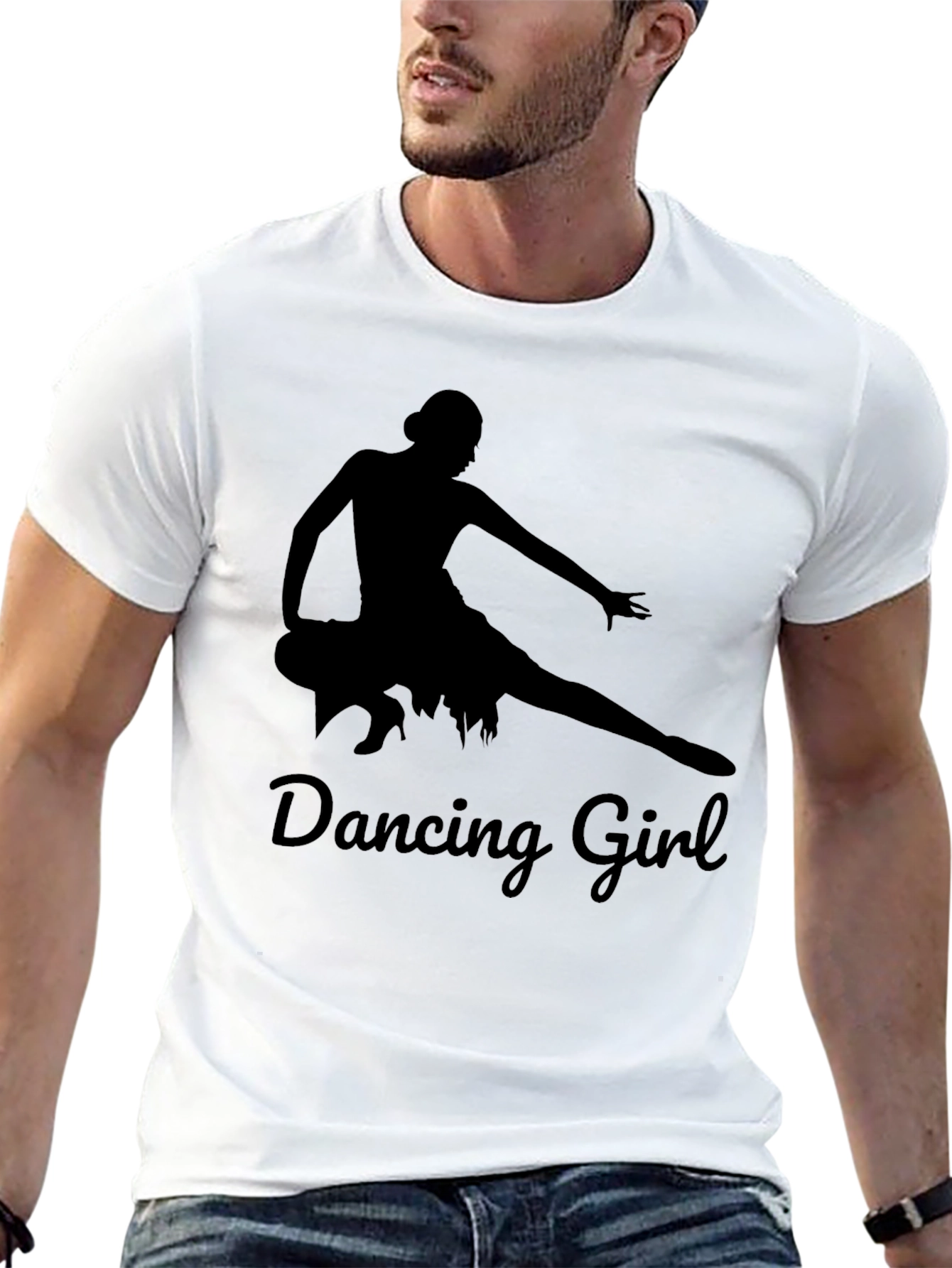 Dancing Girl Graphic Tee - Stylish Black T-Shirt