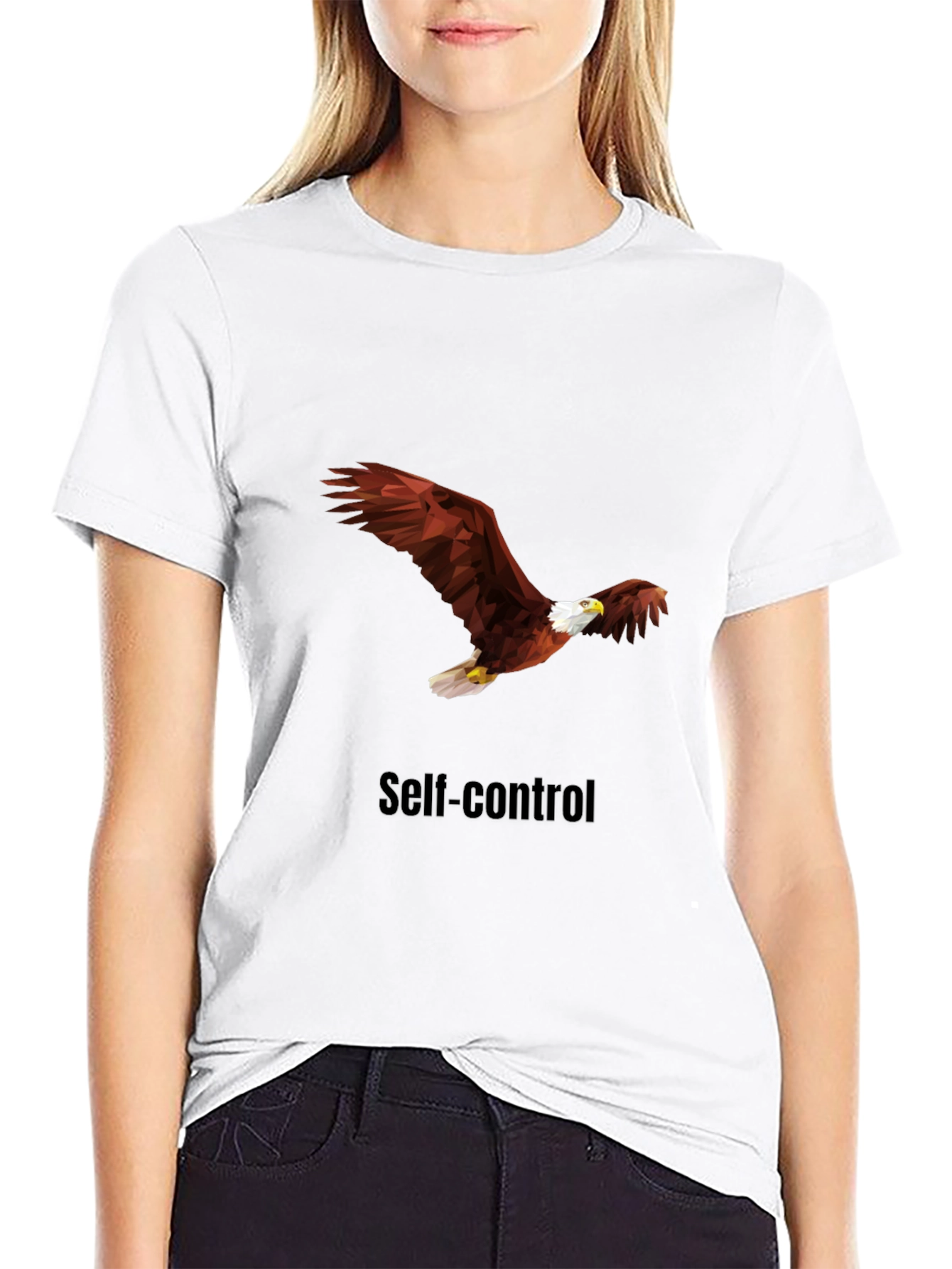 Self-Control Eagle Graphic Tee - Black Cotton T-Shirt