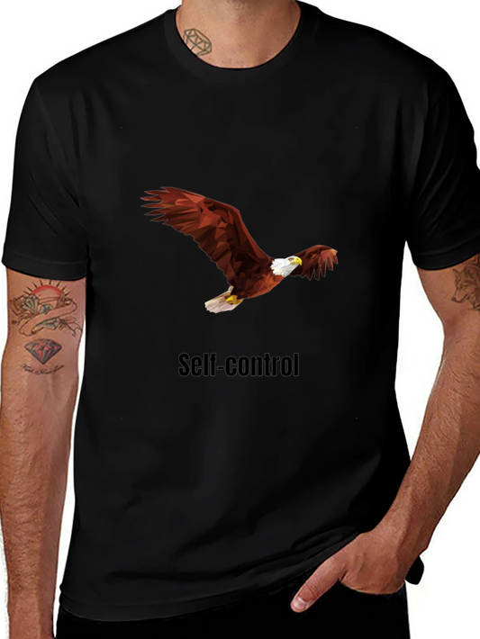 Self-Control Eagle Graphic Tee - Black Cotton T-Shirt
